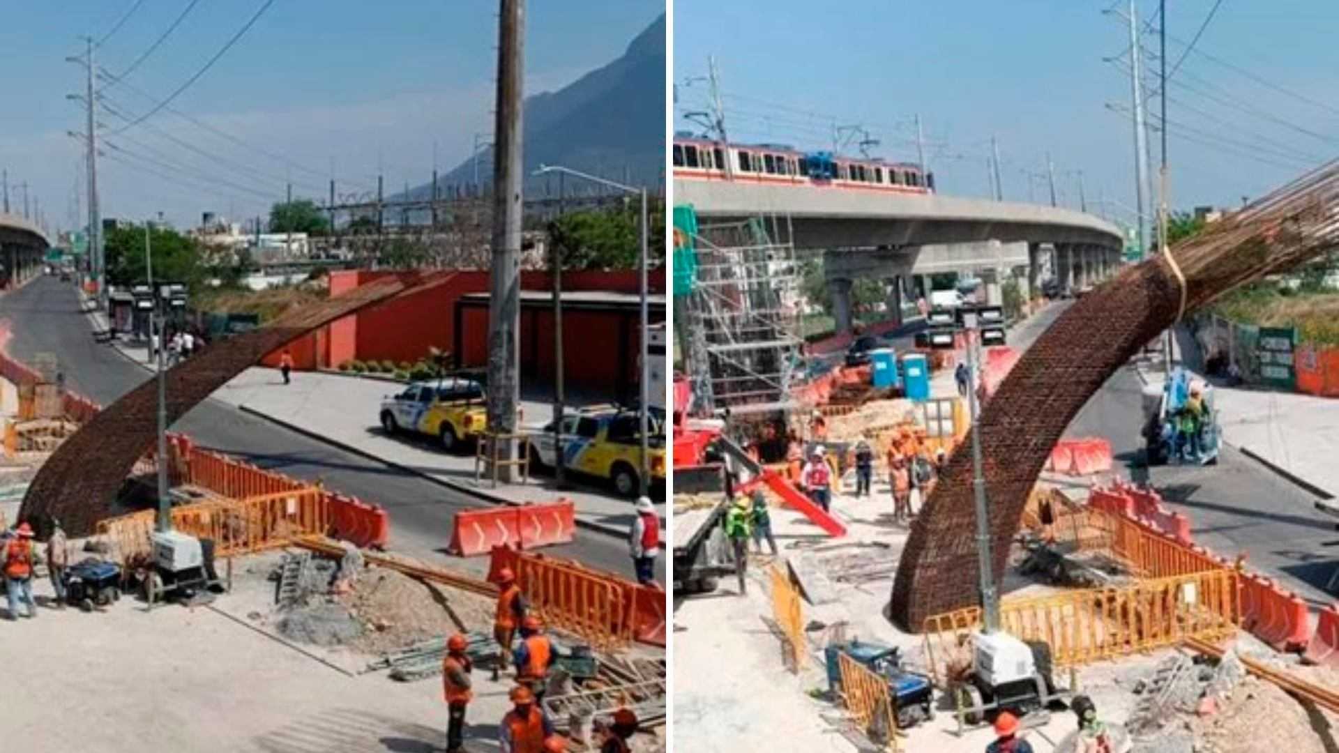 Accidente Dobla Columna de Varillas en Obras del Metro en Monterrey, Nuevo León 
