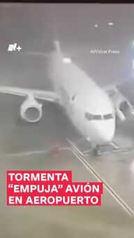 Tormenta Empuja Avión en Aeropuerto