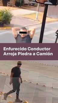 FOTO: Enfurecido Conductor Arroja Piedra a Camión