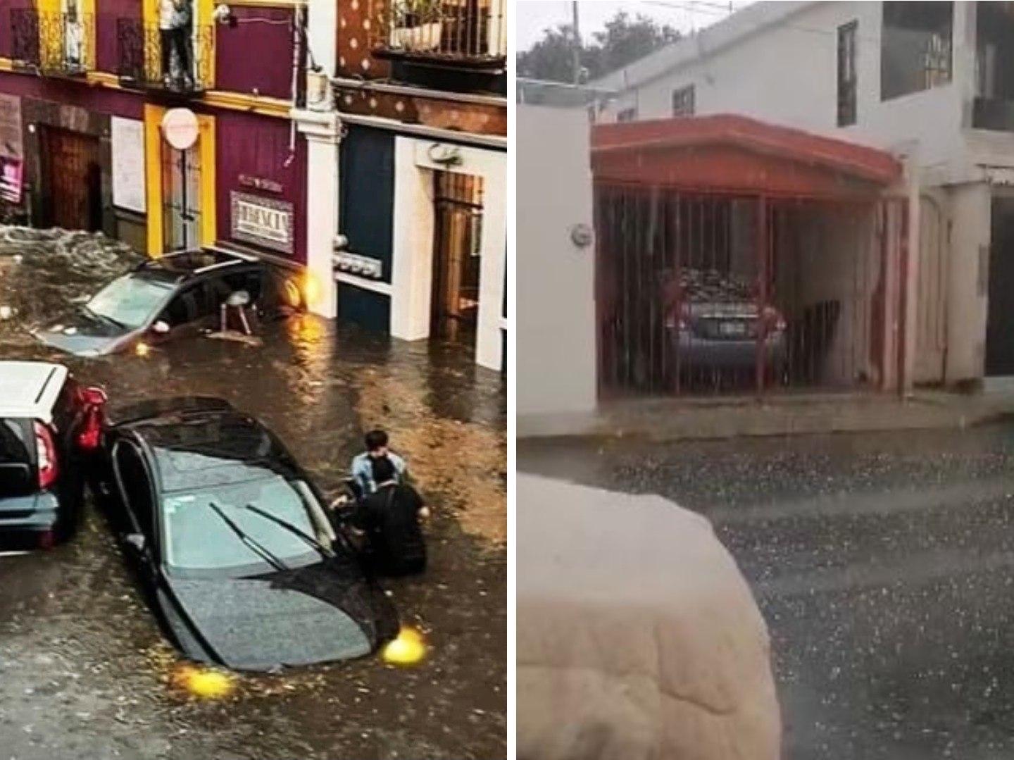 Lluvias Inundan Municipios de Puebla y Granizo Sorprende a Nuevo León
