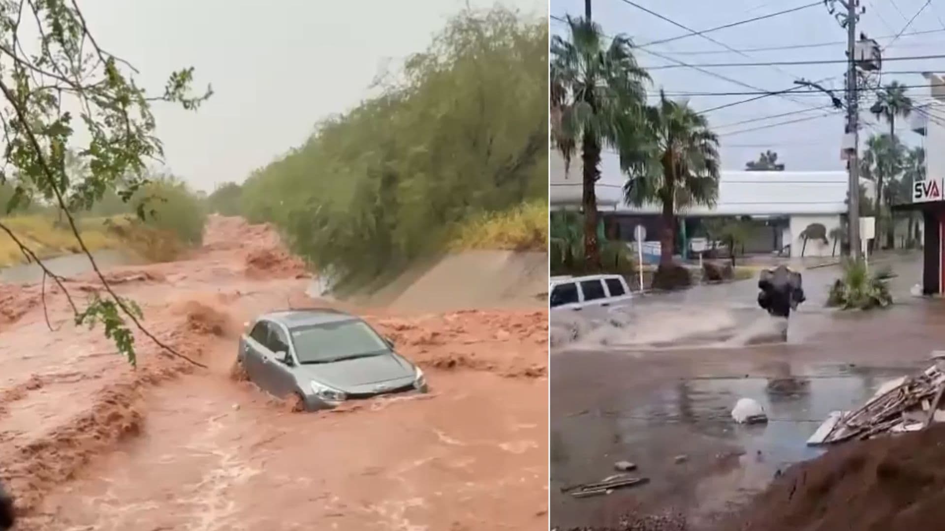 Inundaciones en Guaymas, Sonora: Vehículos son Arrastrados por la Corriente