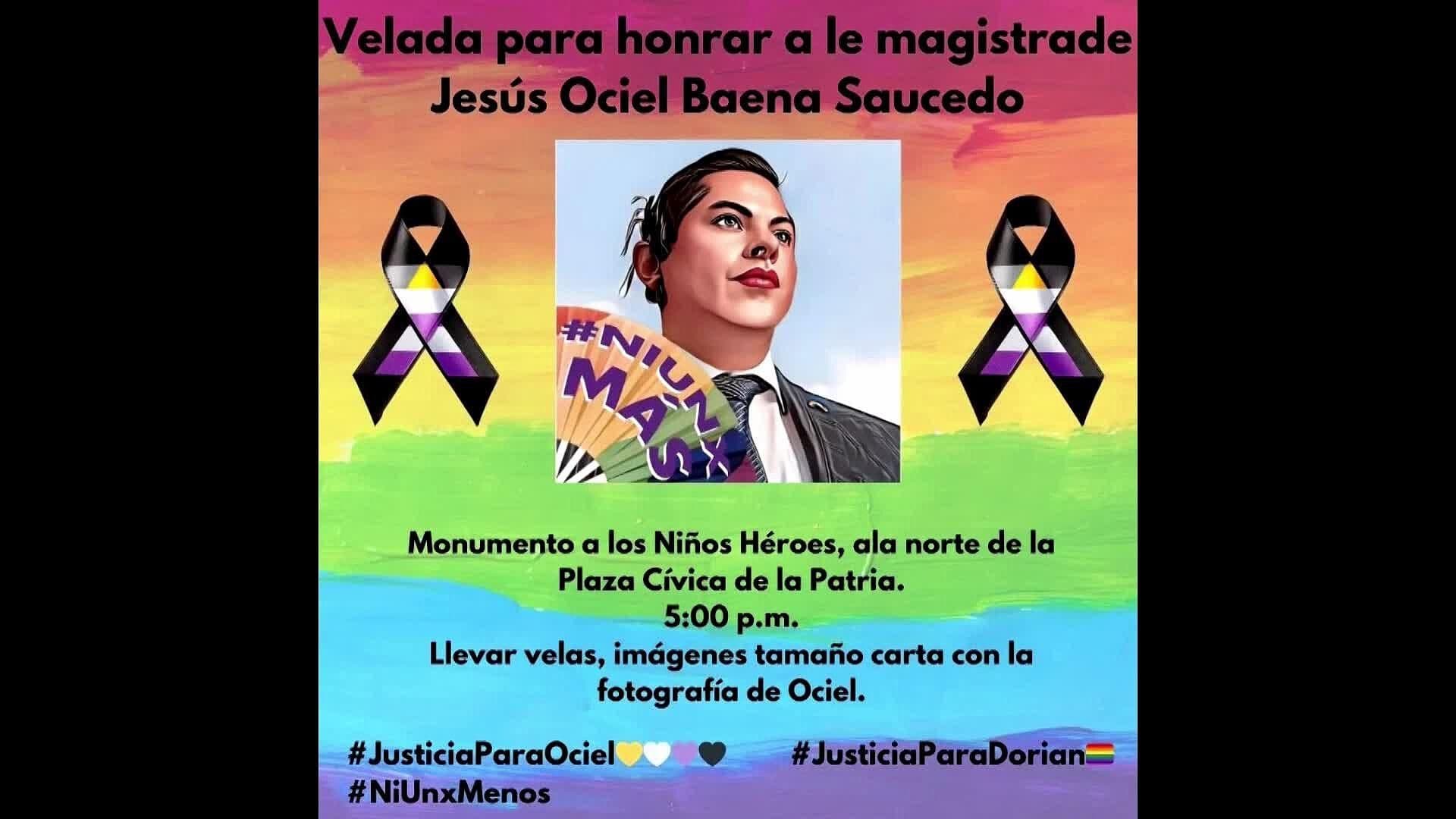 Comunidad LGBT+ de Ensenada Se Une a Vigilia en Memoria del Magistrade Ociel Baena