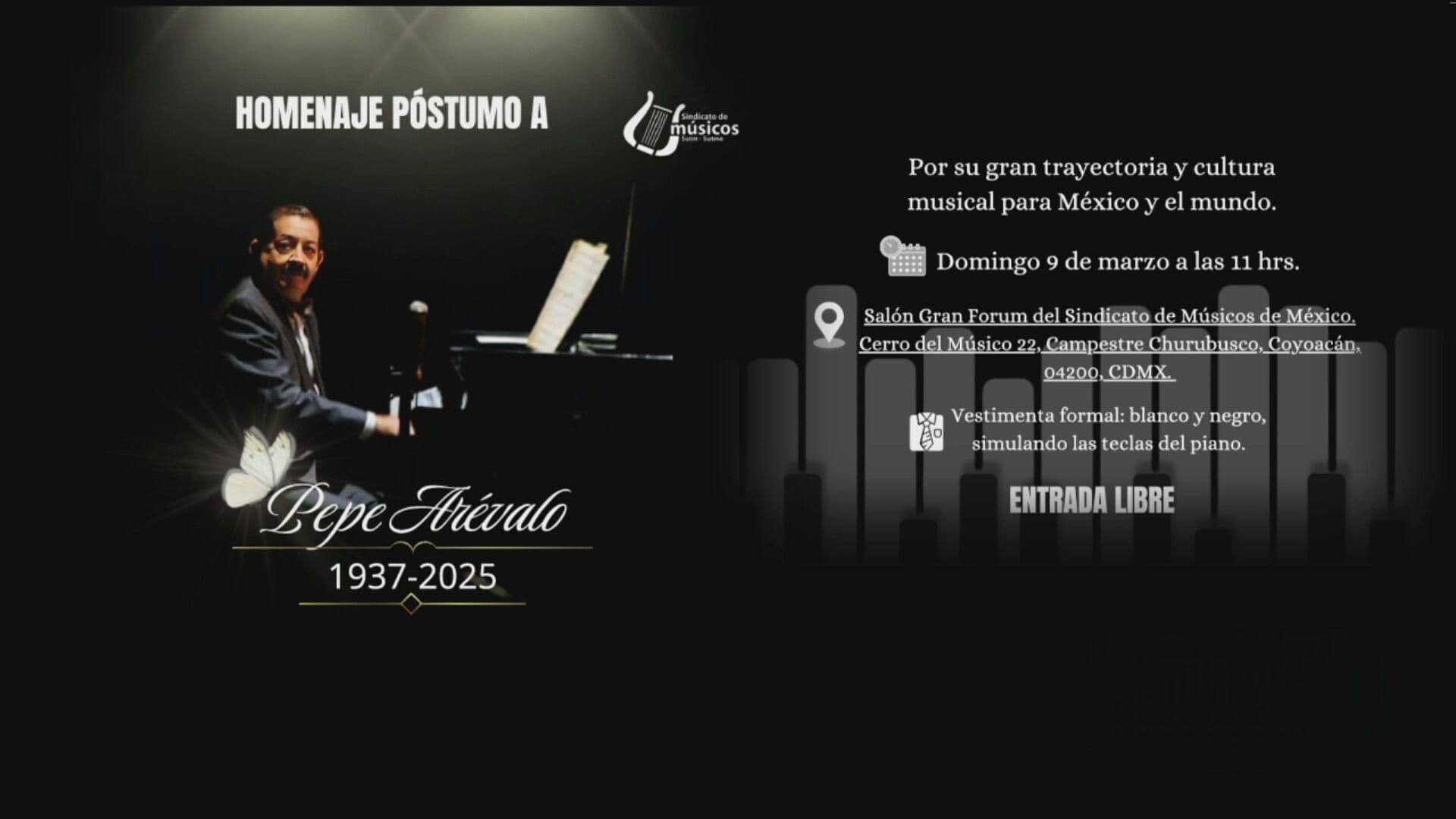 Pepe Arévalo: ¿Cuándo y Dónde Será el Homenaje al Gran Músico Mexicano?