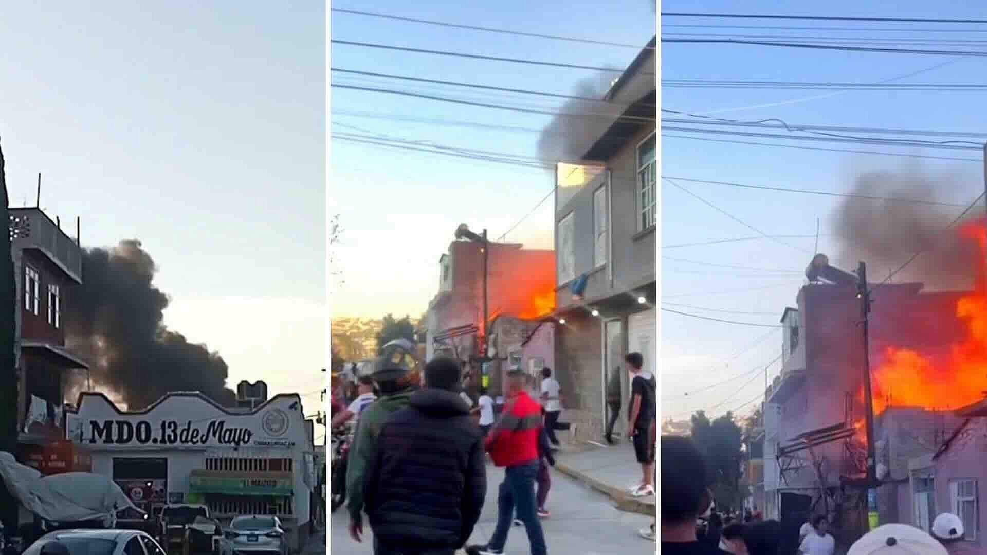 Incendio Provoca Columna de Humo en Mercado 13 de Mayo de Chimalhuacán