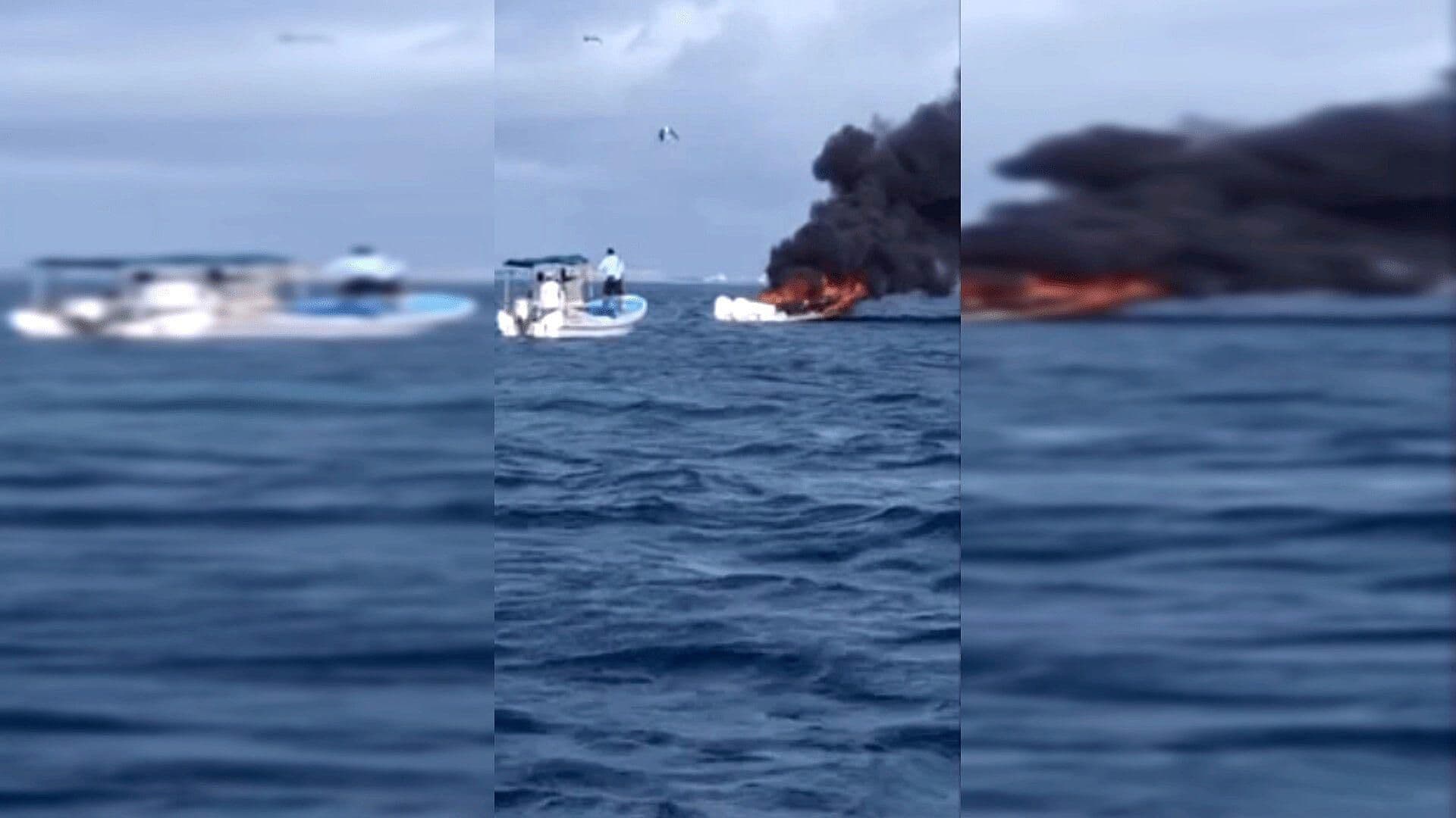VIDEO: Yate con Turistas se Incendia en Isla Mujeres, en Quintana Roo; Así Fue el Rescate