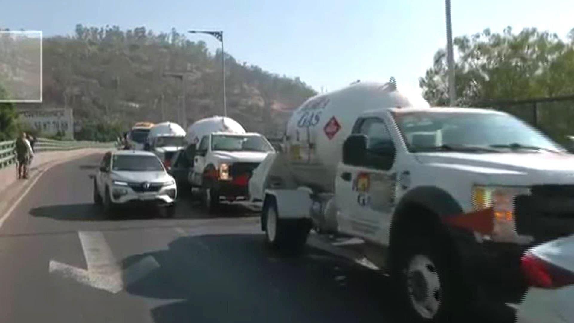 Caos Vial en la México-Pachuca por Caravana de Pipas de Gas; Van a la CDMX