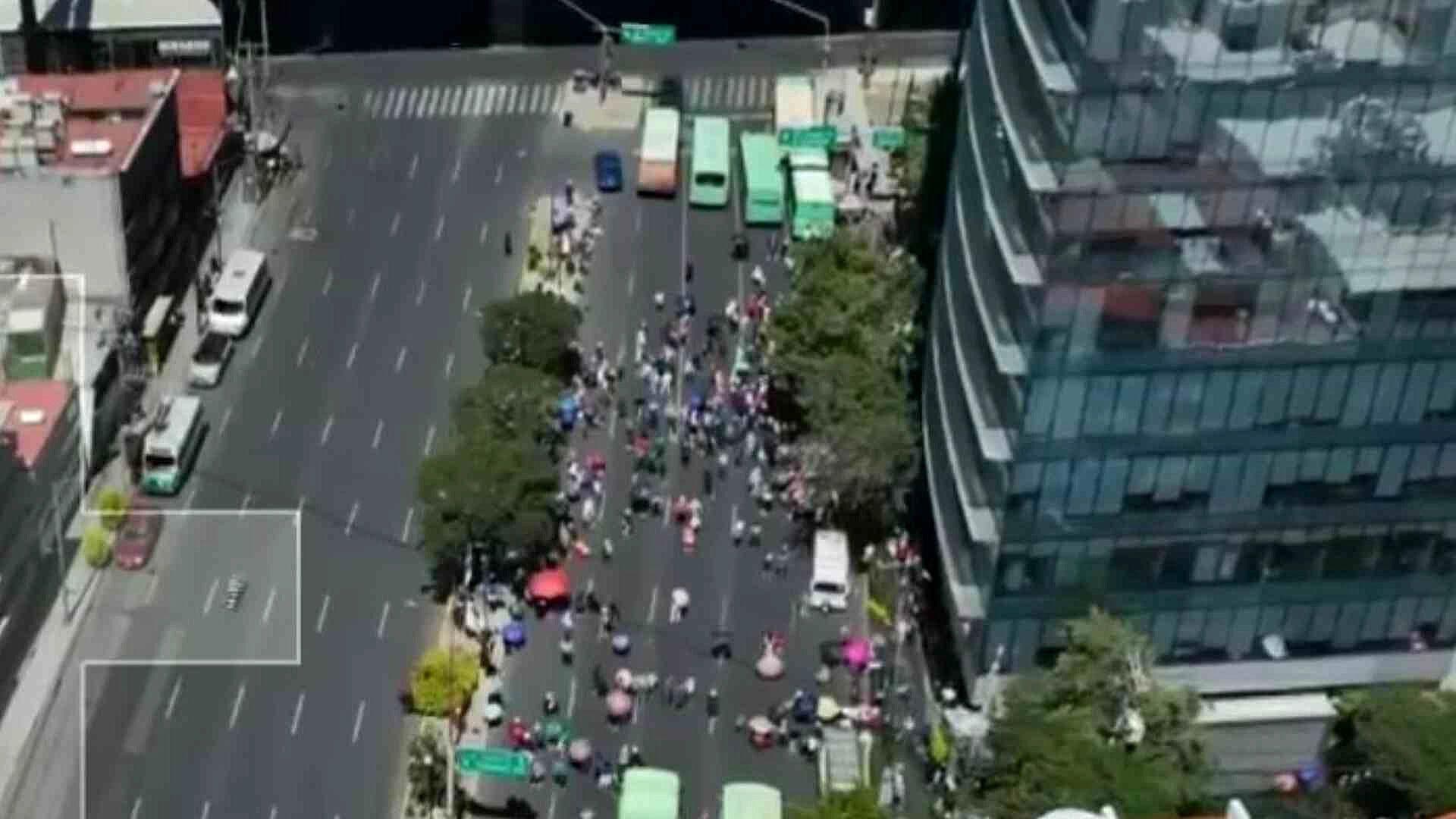 Así se ve Desde el Aire el Bloqueo en Barranca del Muerto por Integrantes de la ANNUE