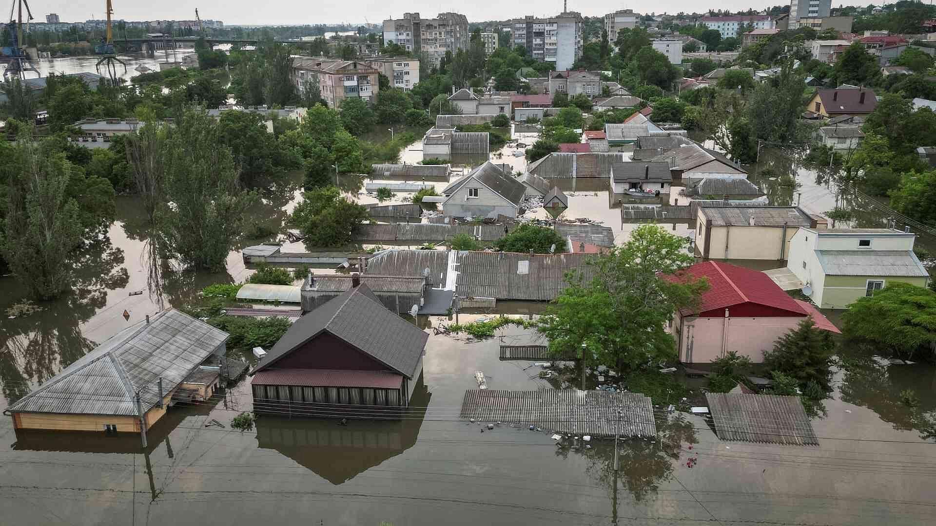 Así se Ve Desde el Aire la Inundación en Jersón, Ucrania