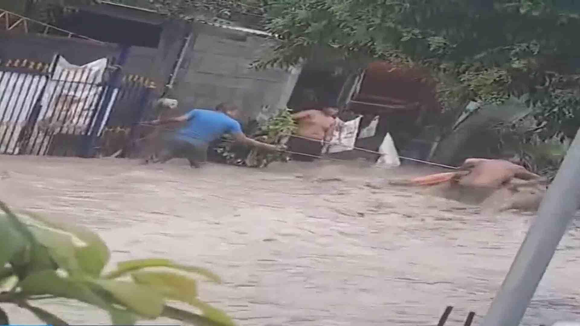Rescatan a Pareja que Intentaba Cruzar Río Pilón en Montemorelos, NL