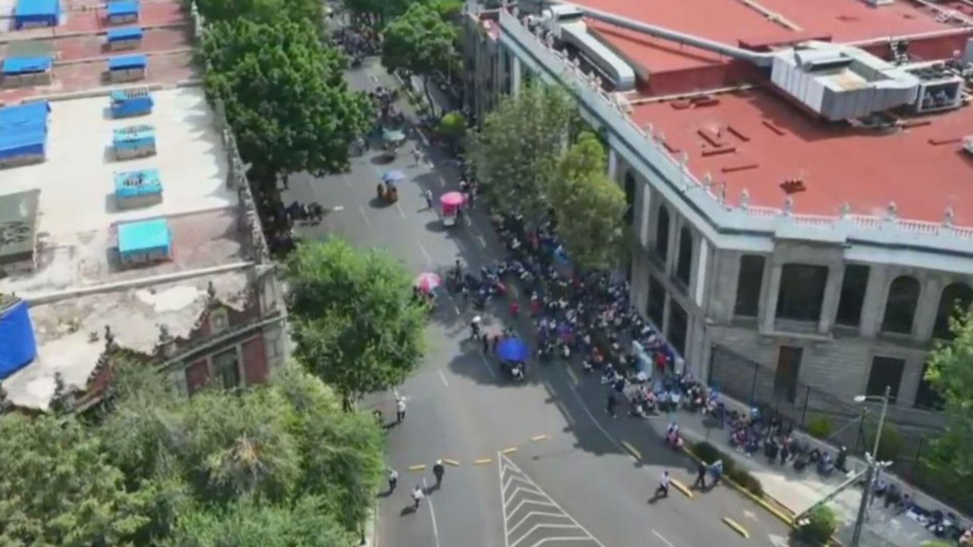 Así se Ve desde el Aire Marcha de la CNTE al Llegar a la Segob