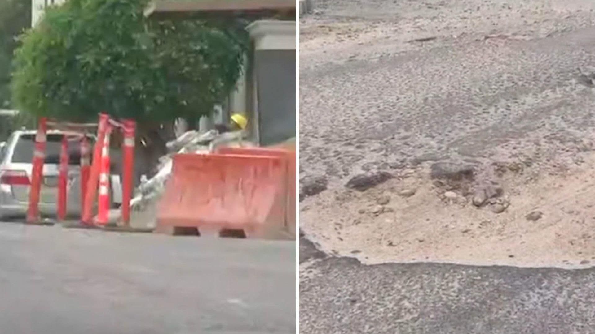 Denuncian Calle Obstruida Por Obra y Hoyos en Colonia Madero de Tijuana