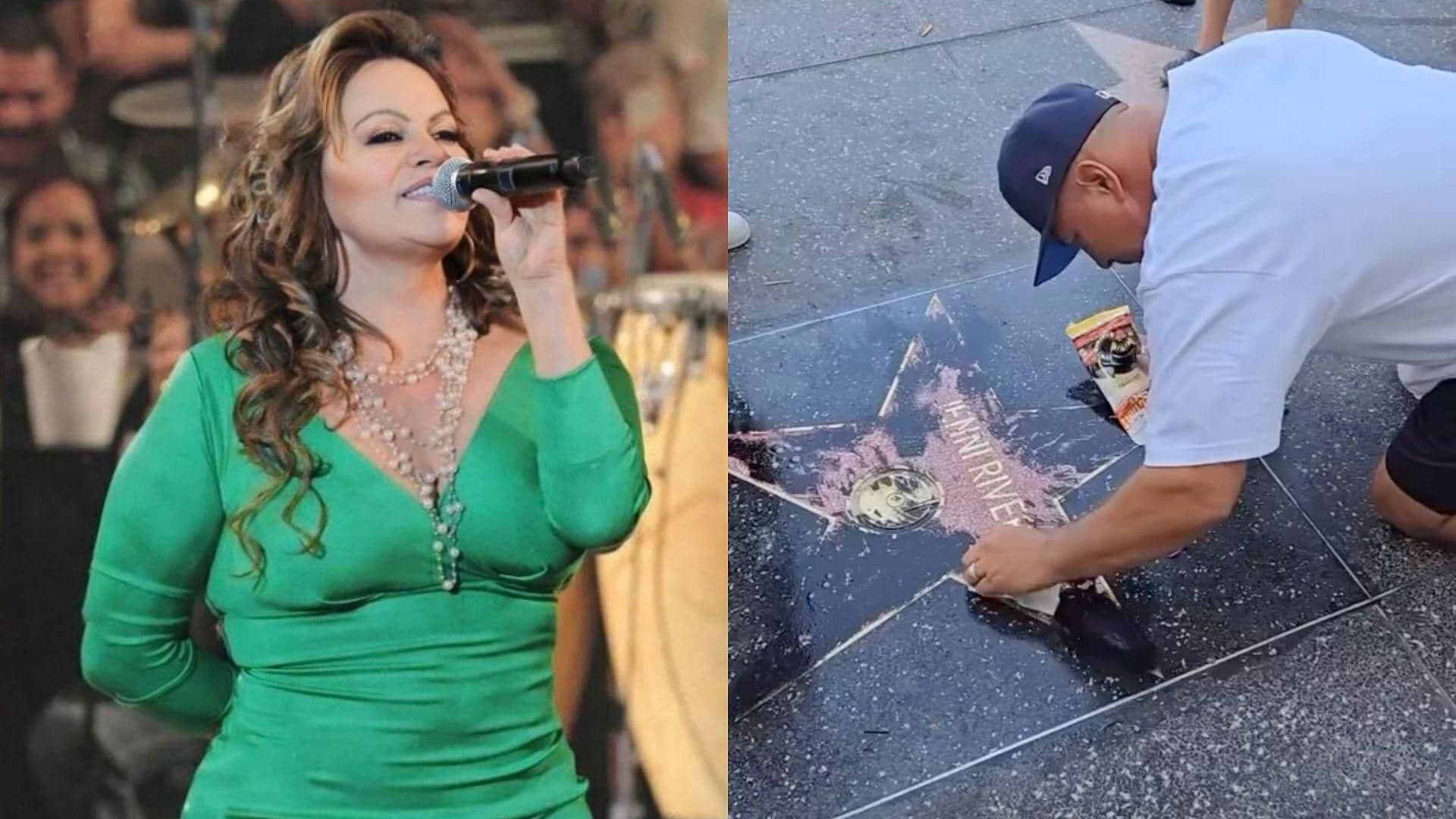Vandalizan Estrella de Jenni Rivera en Hollywood; Fans Intentan Repararla