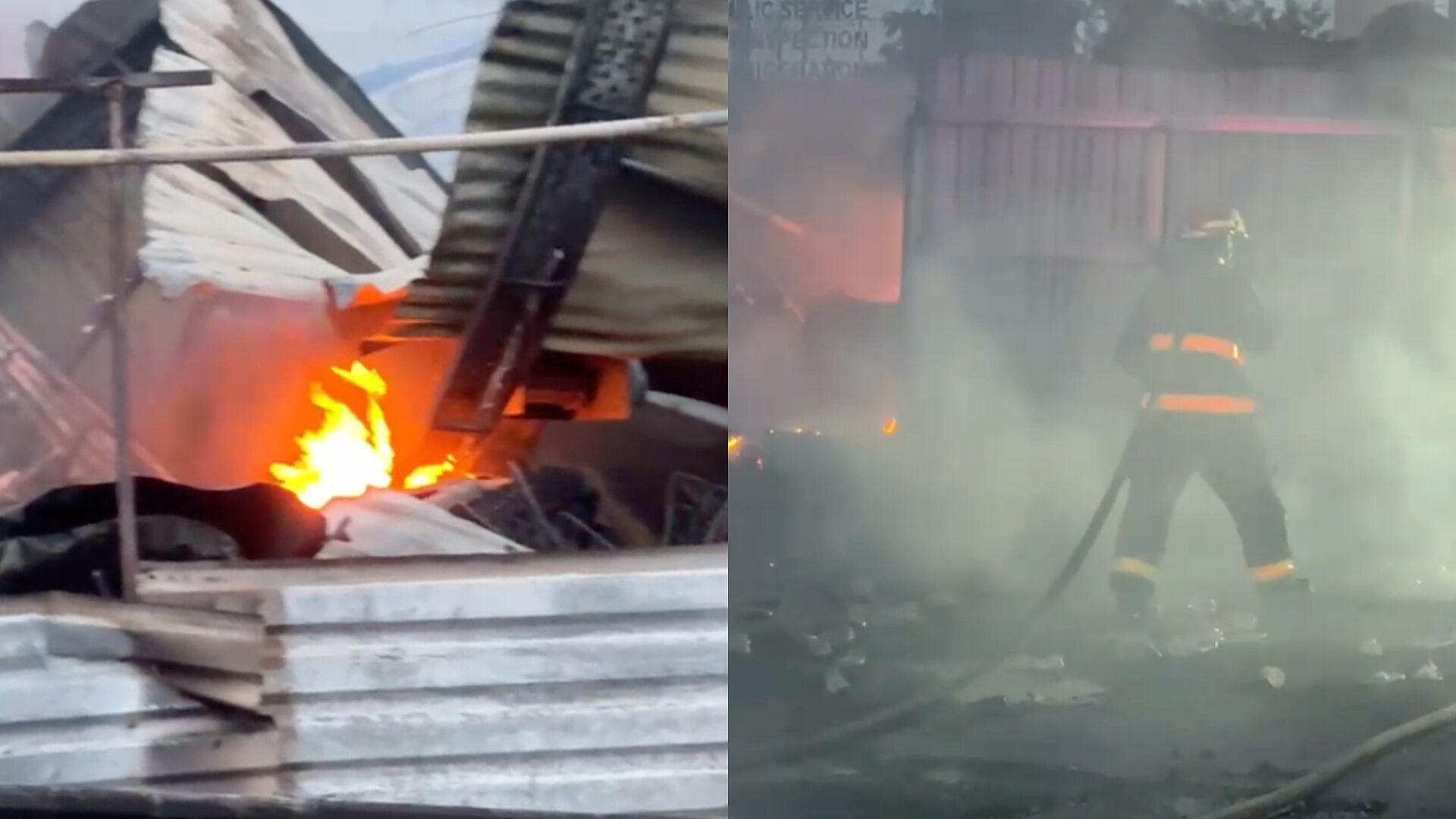 Fuerte Incendio Consume Chatarrera en la Colonia Renacimiento al Norte de la Ciudad de Veracruz