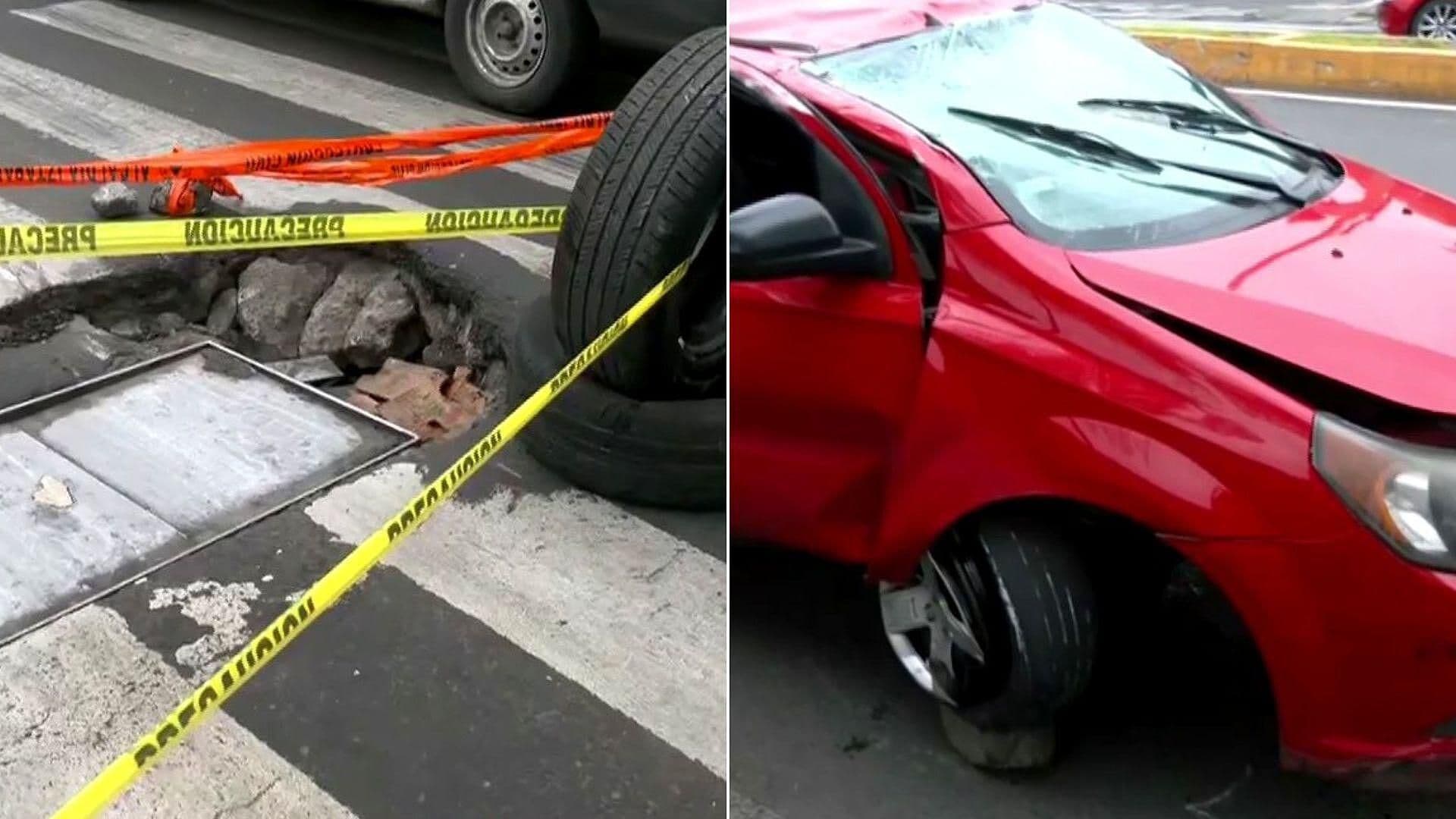 Bache Provoca Volcadura de Auto en Eje 6 Sur y Rojo Gómez en Iztapalapa; Hay un Lesionado