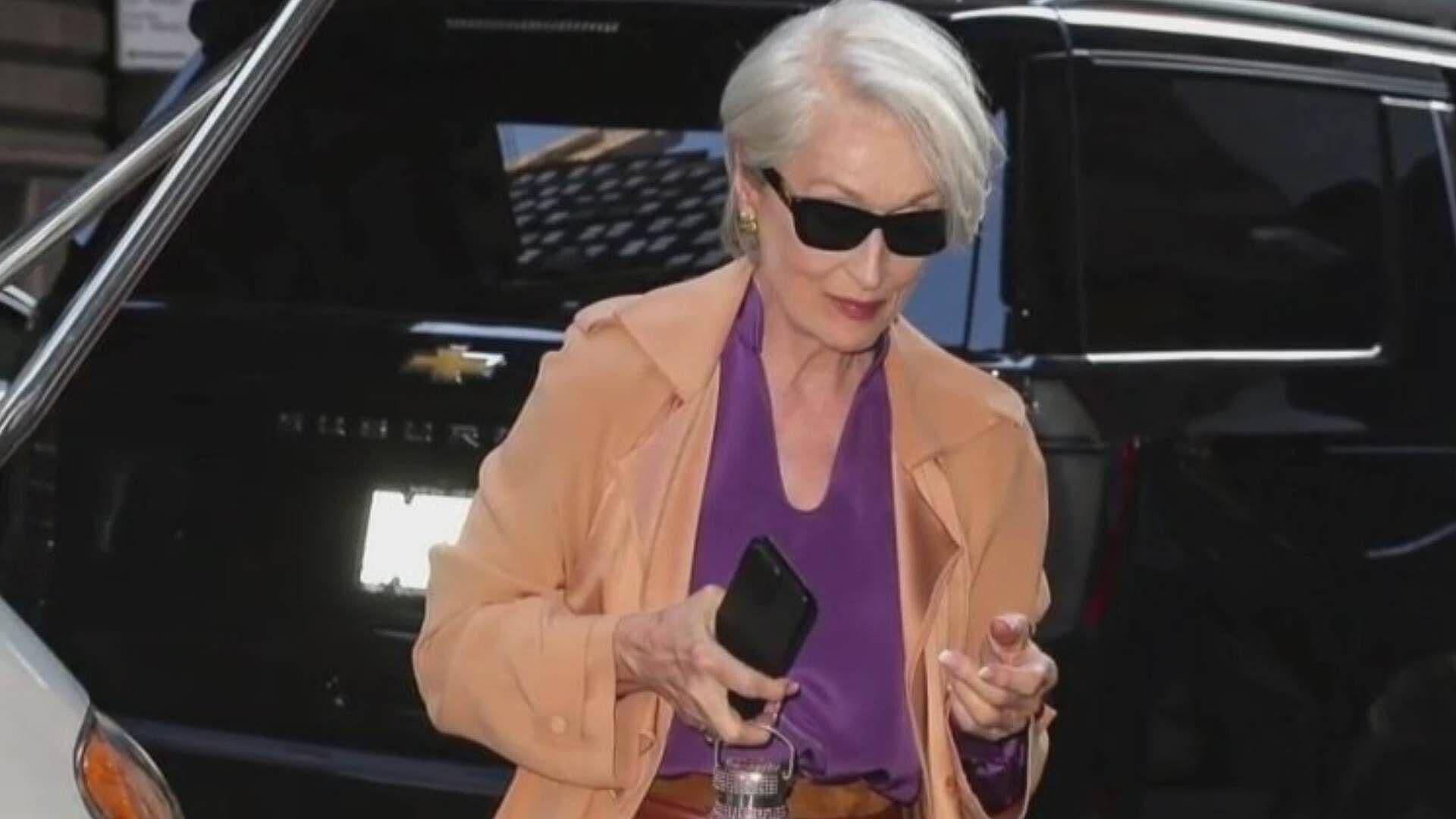 Así Luce Meryl Streep como "Miranda Priestly" en el Rodaje de ‘El Diablo Viste a la Moda 2’