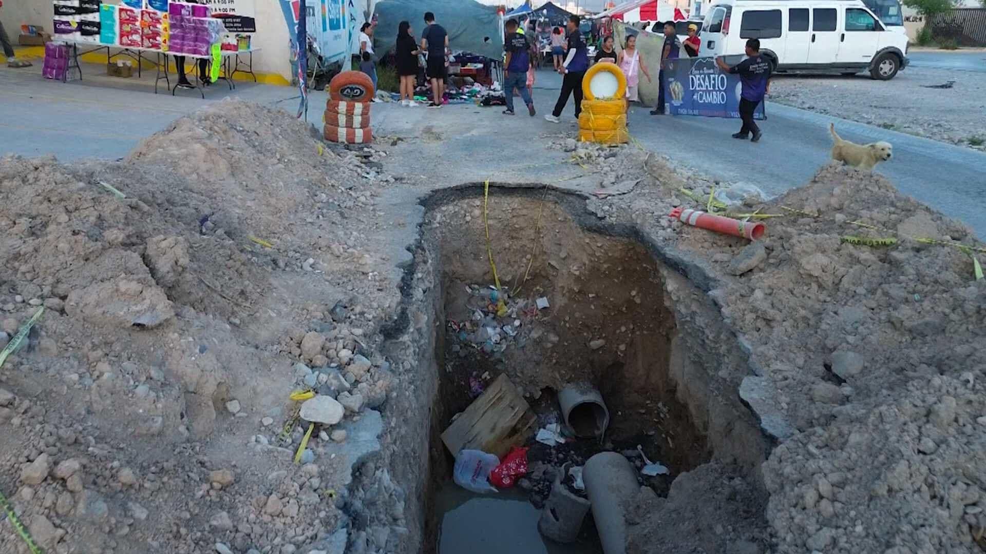 Vecinos Piden Reparar Zanja antes de Iniciar Clases Col. Valle de Lincoln, en García