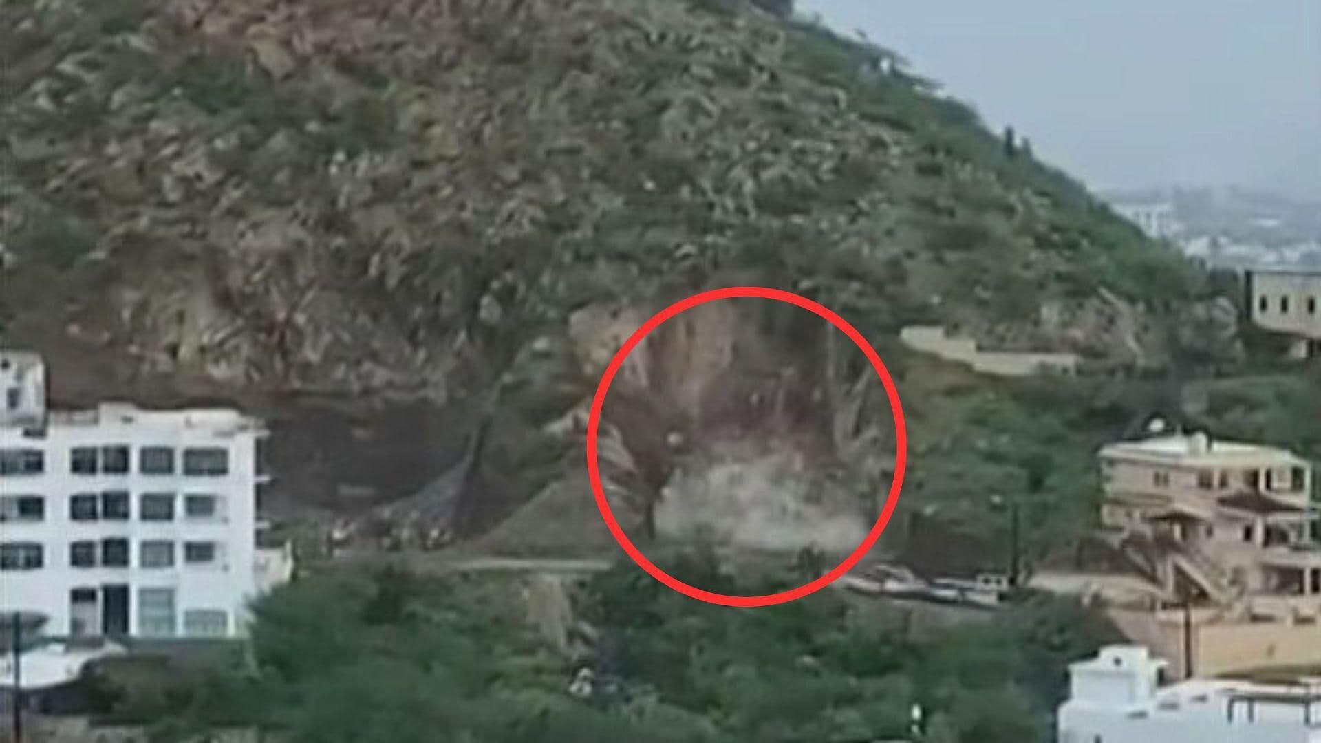 Así Fue el Momento Exacto en que Se Desgajó un Cerro en Cabo San Lucas por Lorena