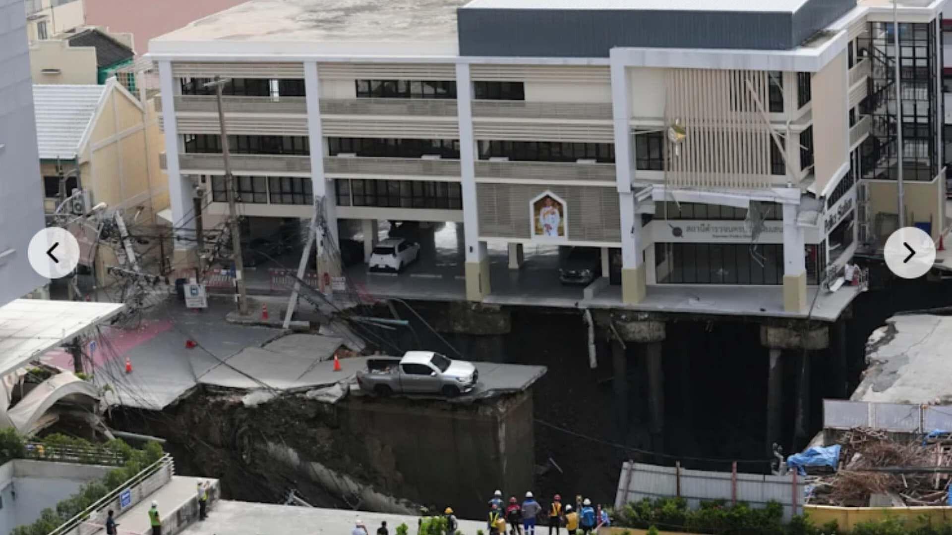 VIDEO: Momento Exacto que se Forma Mega Socavón de 30 Metros de Diámetro Frente a Hospital en Bangkok, Tailandia