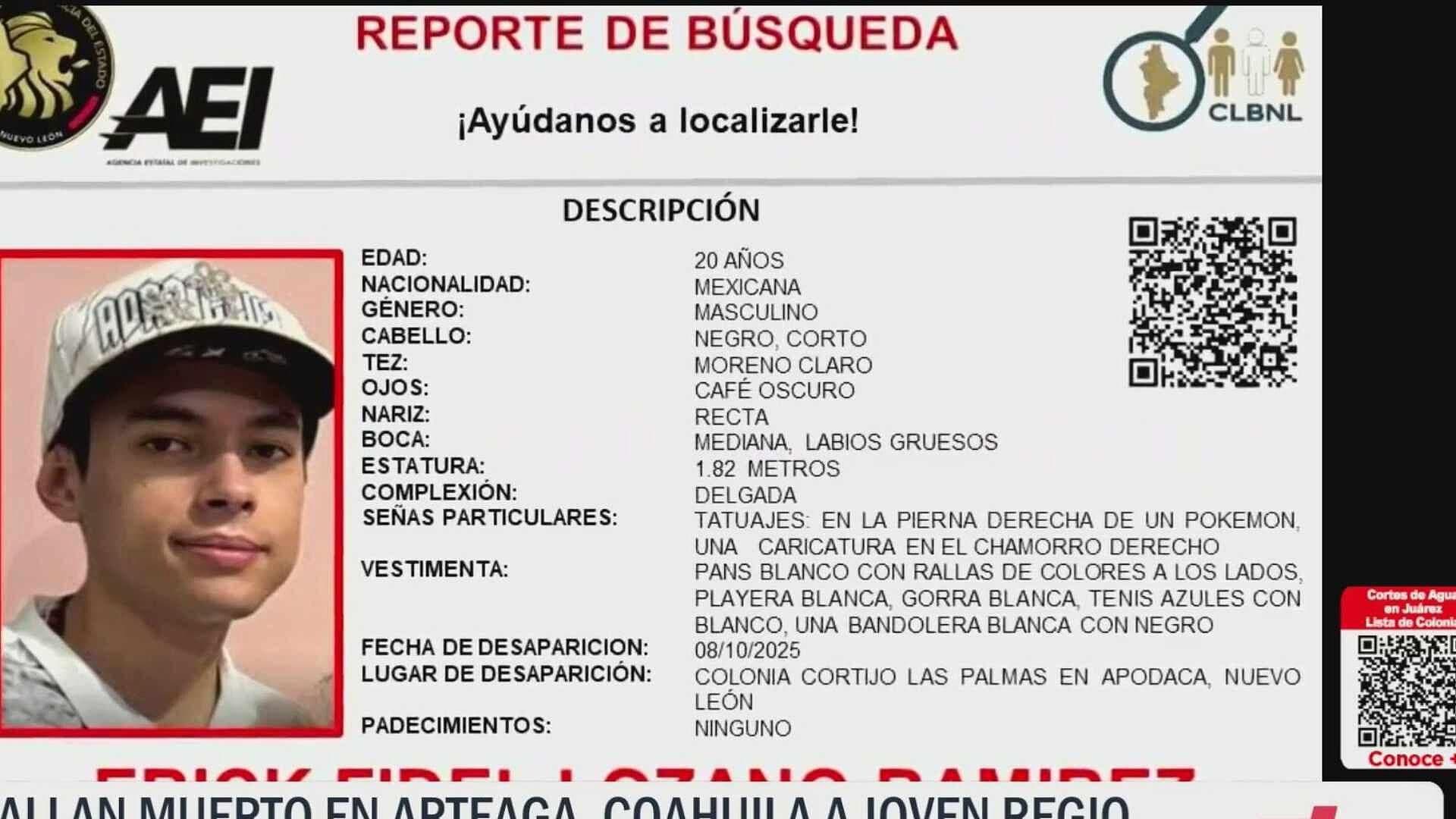 Hallan Muerto en Arteaga a Joven Desaparecido en Apodaca