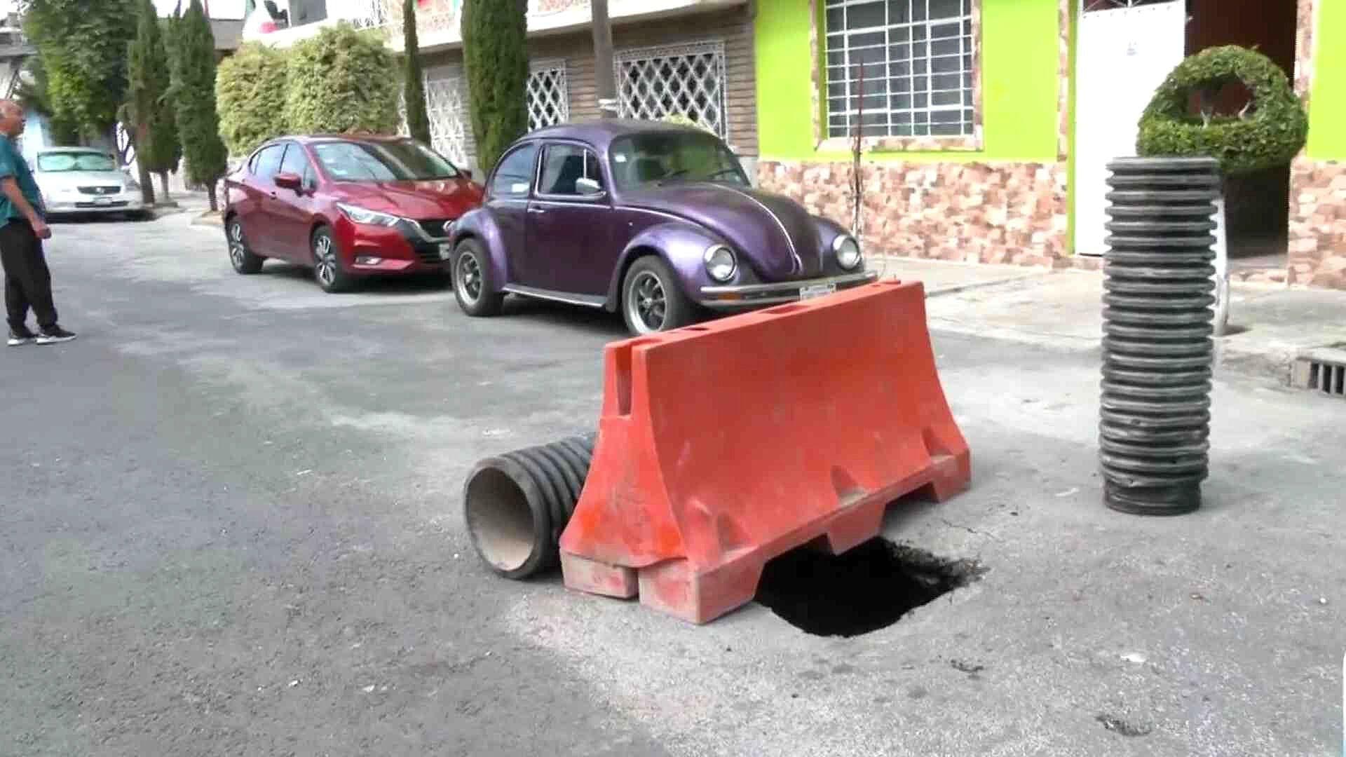 Reportan Socavón en la Colonia Nueva Atzacoalco, en la GAM