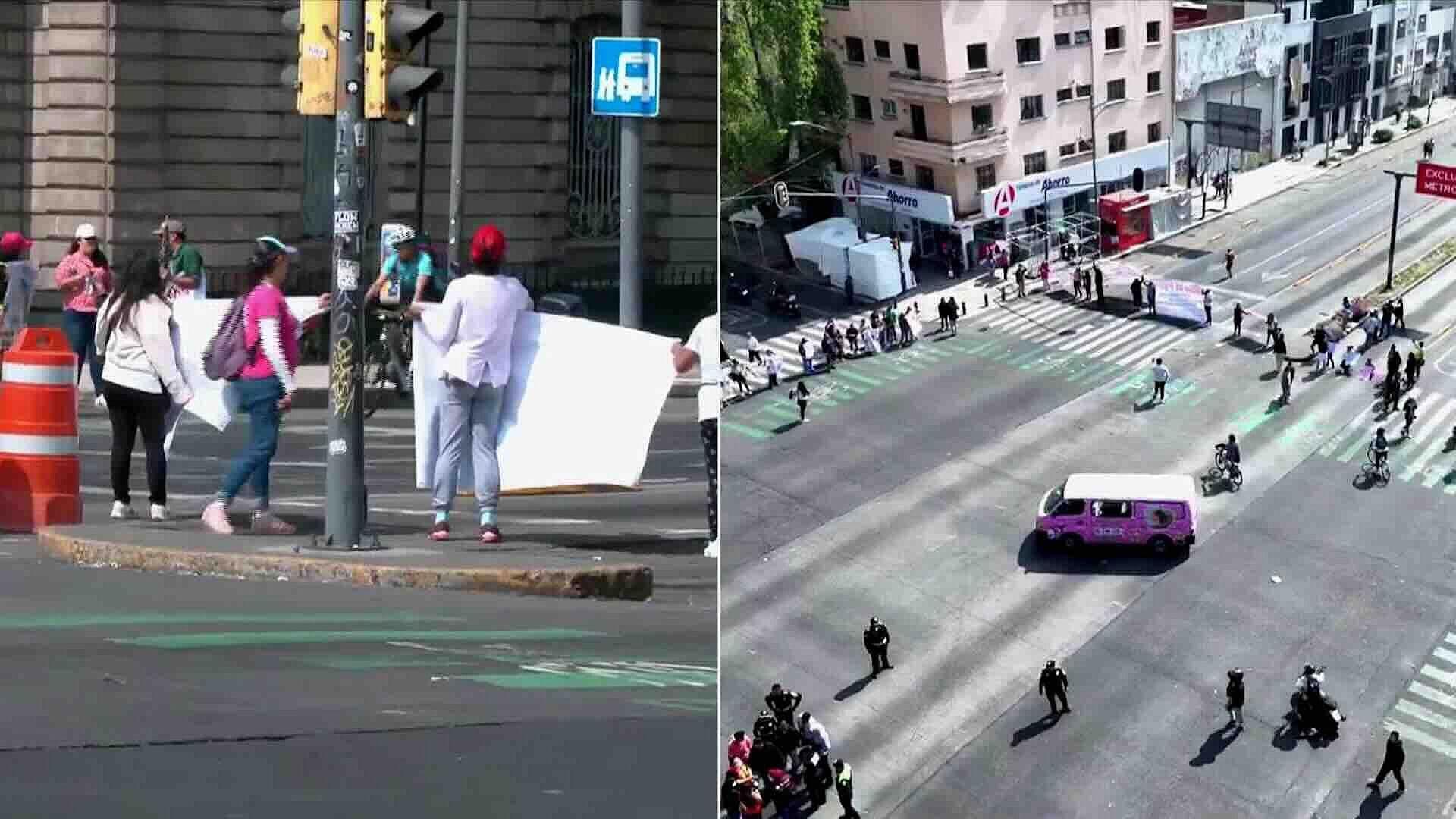 Manifestación Interrumpe Tránsito en Avenida Insurgentes y San Cosme en CDMX