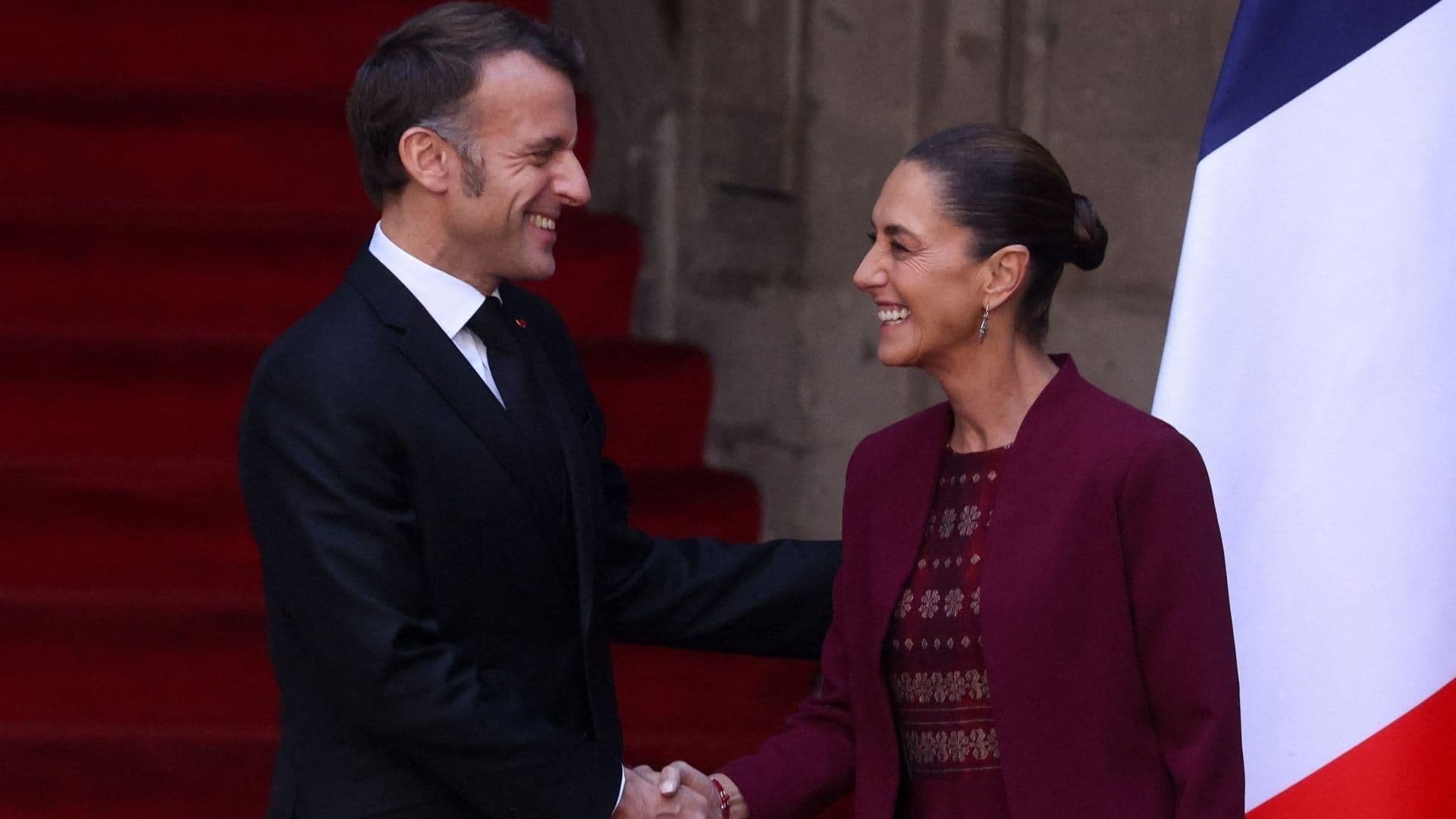 Claudia Sheinbaum da la Bienvenida a Emmanuel Macron; Así es la Ceremonia Oficial