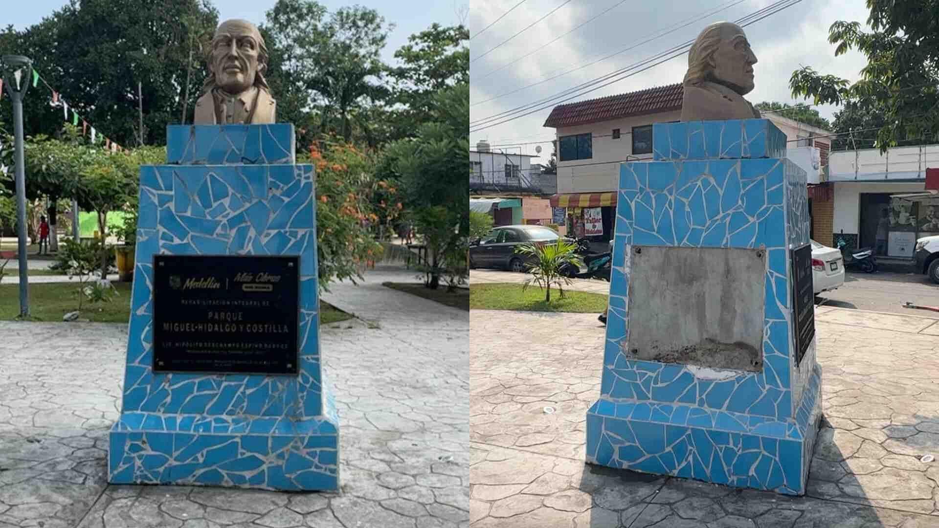 Roban Placa de Busto en Honor a Miguel Hidalgo en Medellín de Bravo, Veracruz