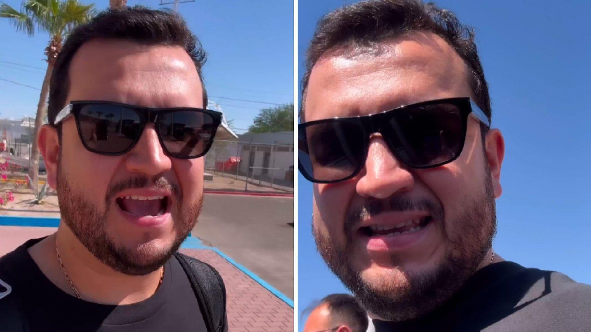 Edén Muñoz Reacciona al Intenso Calor al Llegar Para su Concierto en Mexicali
