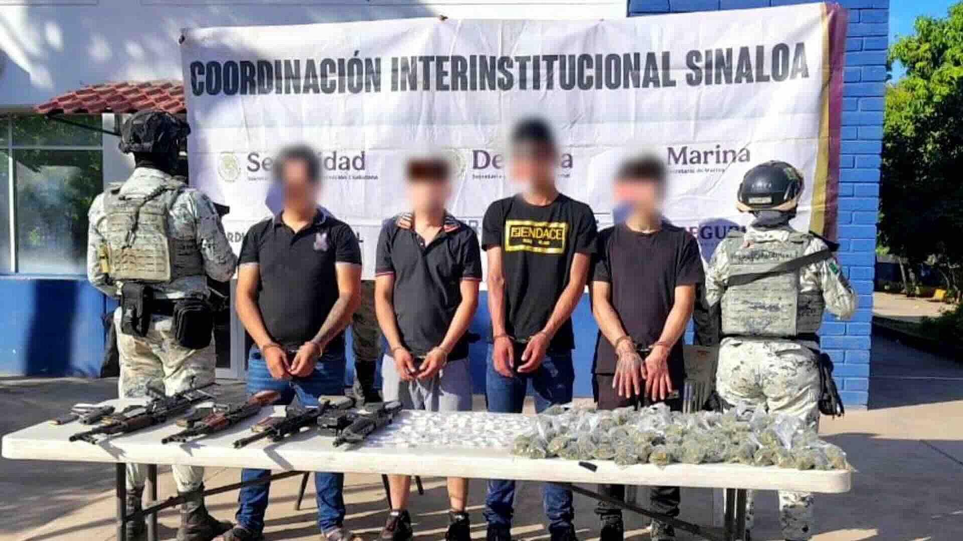 Detienen a Cuatro Hombres Armados que Intentaron Huir en Las Coloradas, Culiacán