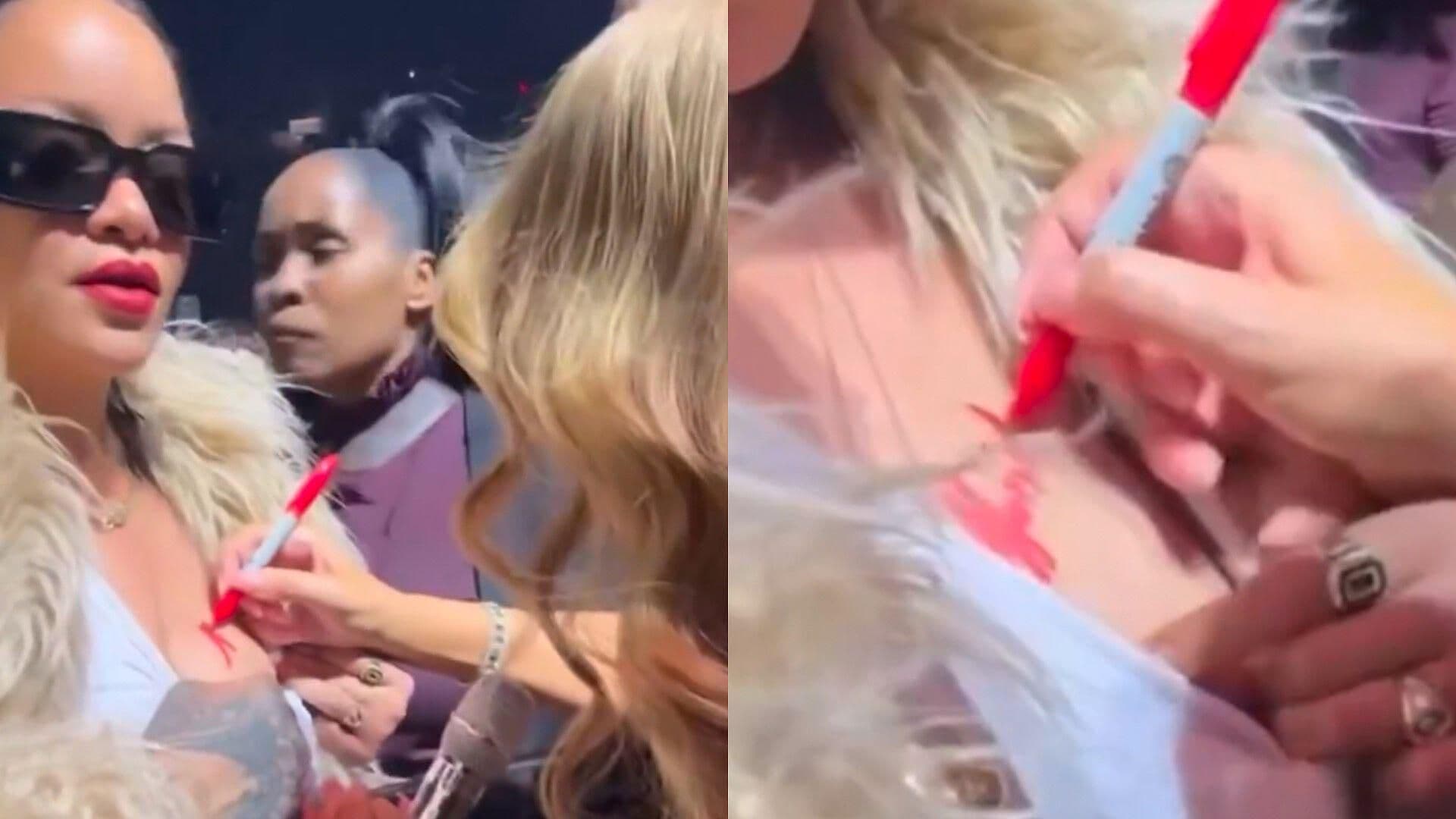 Mariah Carey Autografió el Pecho de Rihanna Durante Concierto en Nueva York