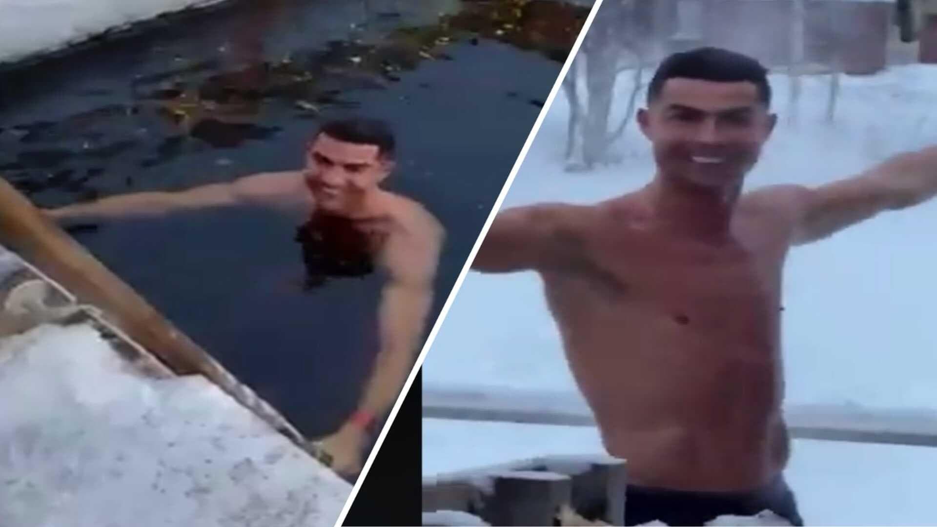 Cristiano Ronaldo Celebra la Navidad y Nada en Traje de Baño en Aguas Heladas de Finlandia