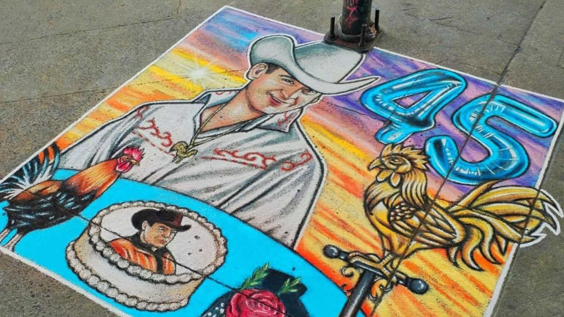 Artista Pinta a Valentín Elizalde en Tijuana Conmemorando su Cumpleaños