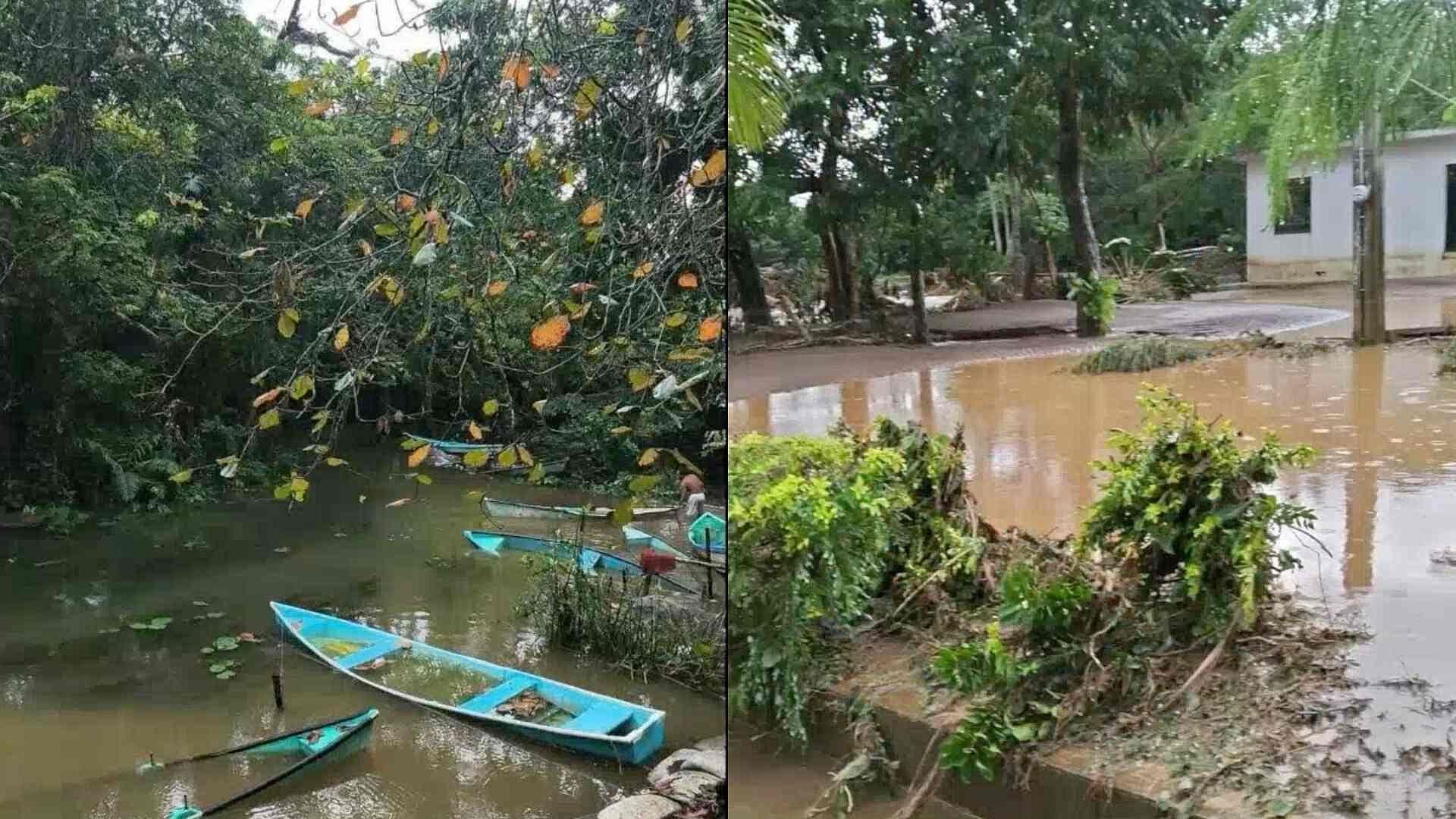 Se Registran Fuertes Inundaciones en La Palma, Catemaco