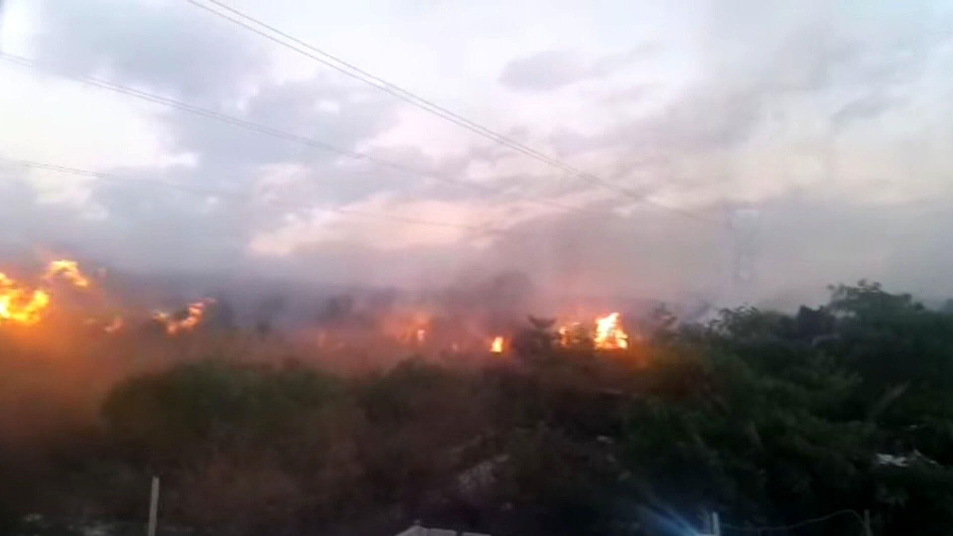 Se Registra Incendio de Pastizal en Faldas del Cañón del Sumidero, Chiapas