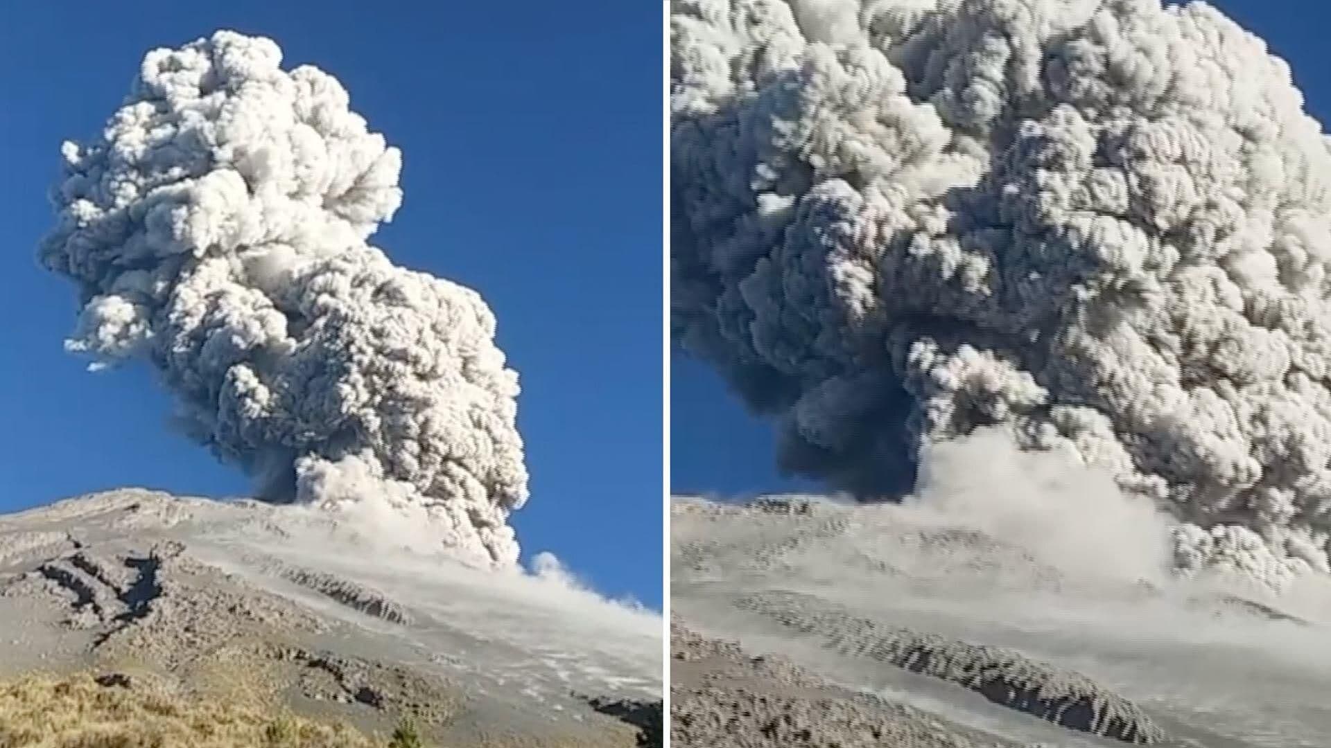 Excursionistas Suben al Popocatépetl cuando el Volcán Hizo Explosión