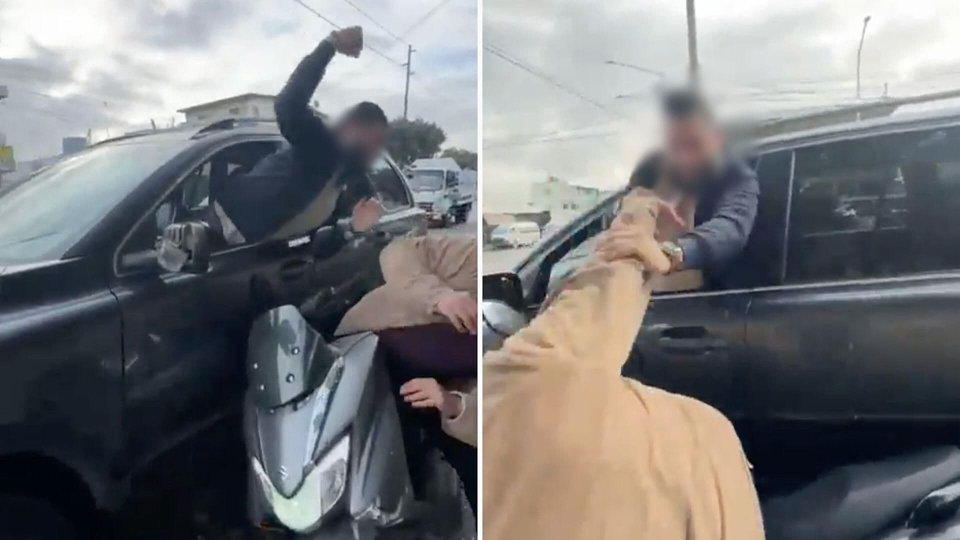 Video: Conductor Intenta Atropellar a Pareja en Moto y los Golpea en ...