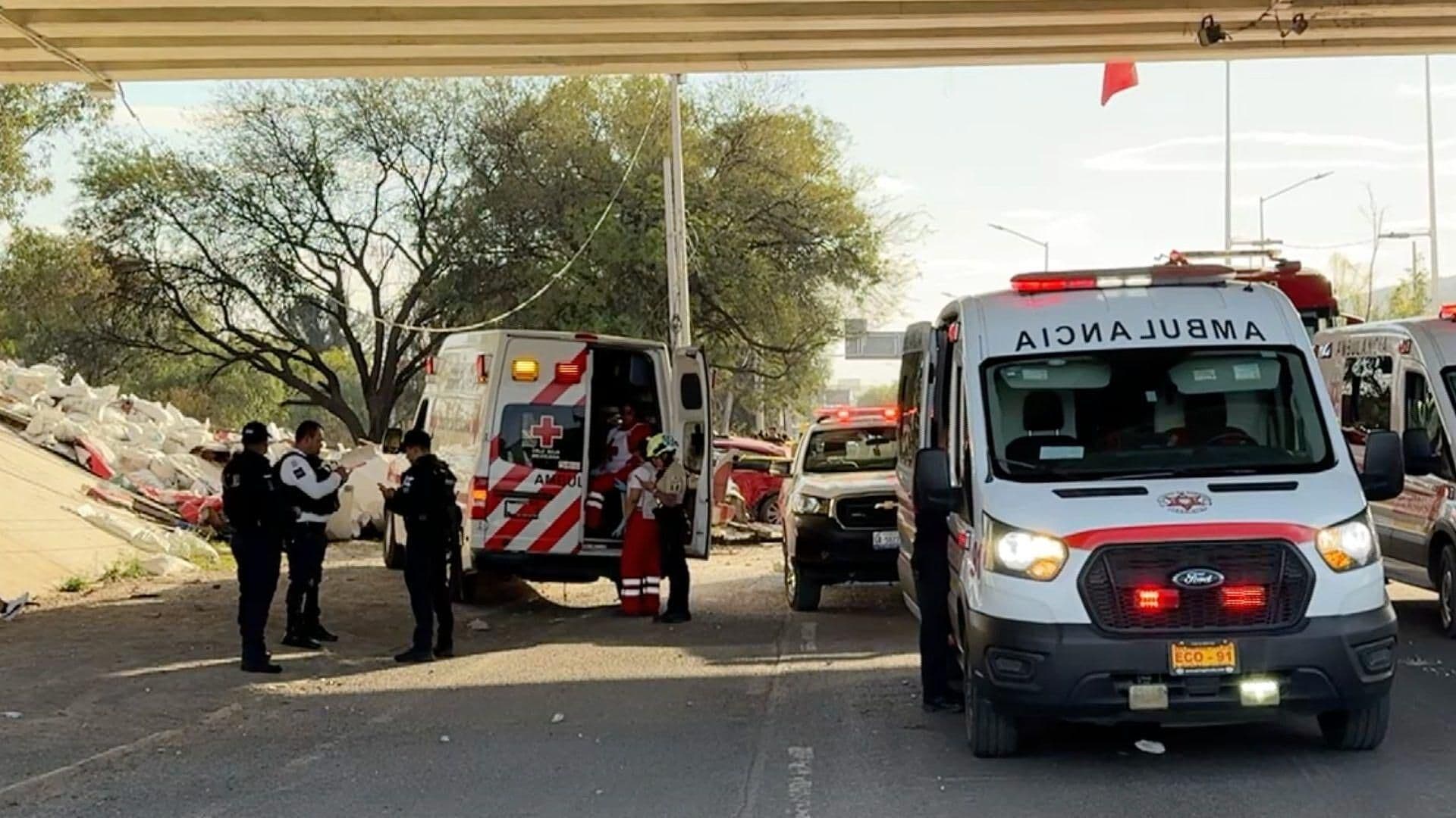 Chocan Tráiler y Camioneta y Caen Desde un Puente, Dos Personas Murieron en Purísima del Rincón