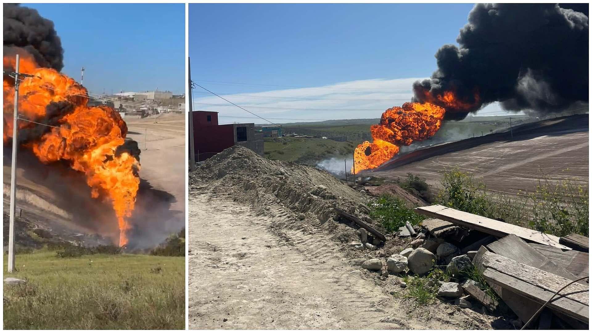 Se Incendia Ducto de Pemex Rosarito-Mexicali, en Baja California, por Presunta Fuga de Gasolina