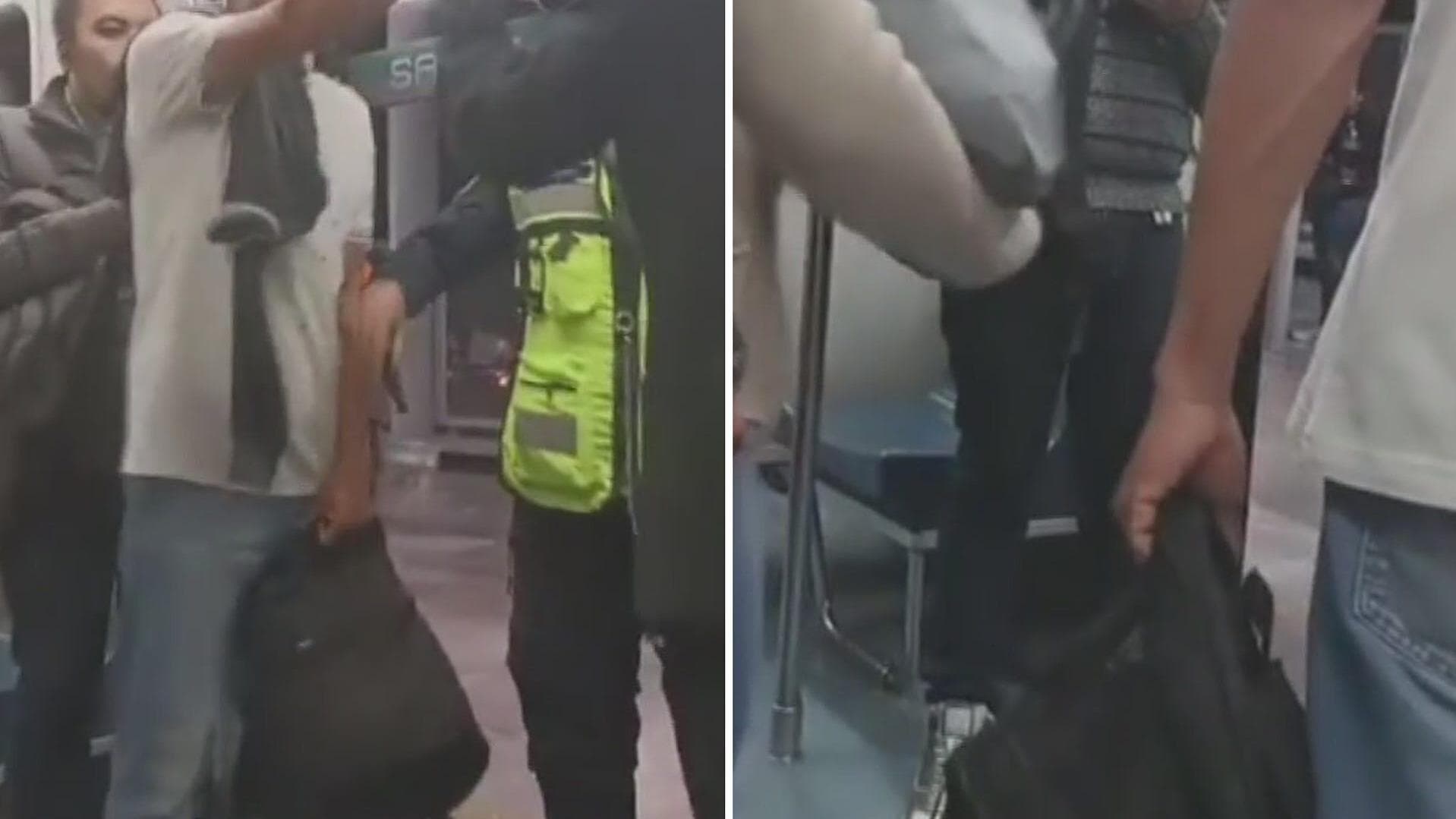 VIDEO: Acusan a Dos Sujetos de Robar Celular en Tren de la Línea B del Metro CDMX