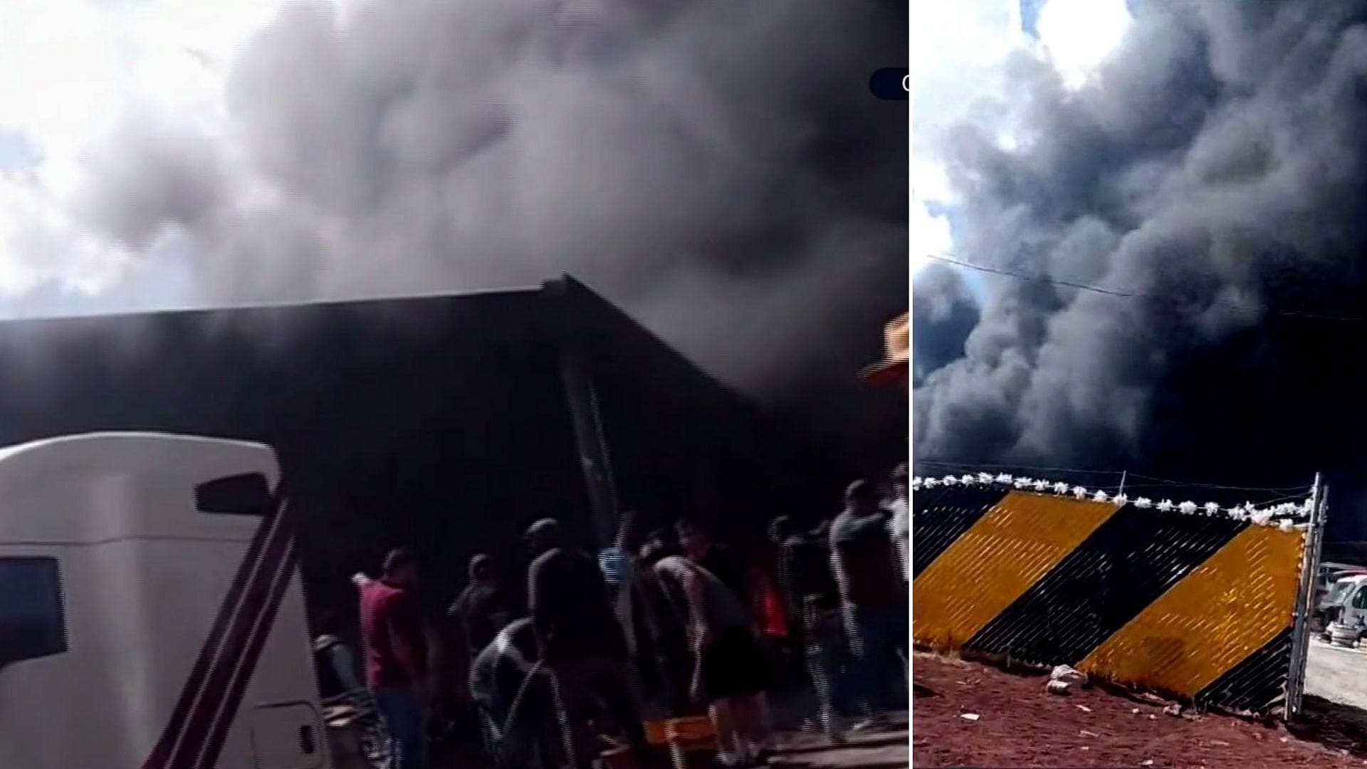 Incendio Consume Deshuesadero en Jilotzingo, Hueypoxtla, Edomex; Columna de Humo Visible