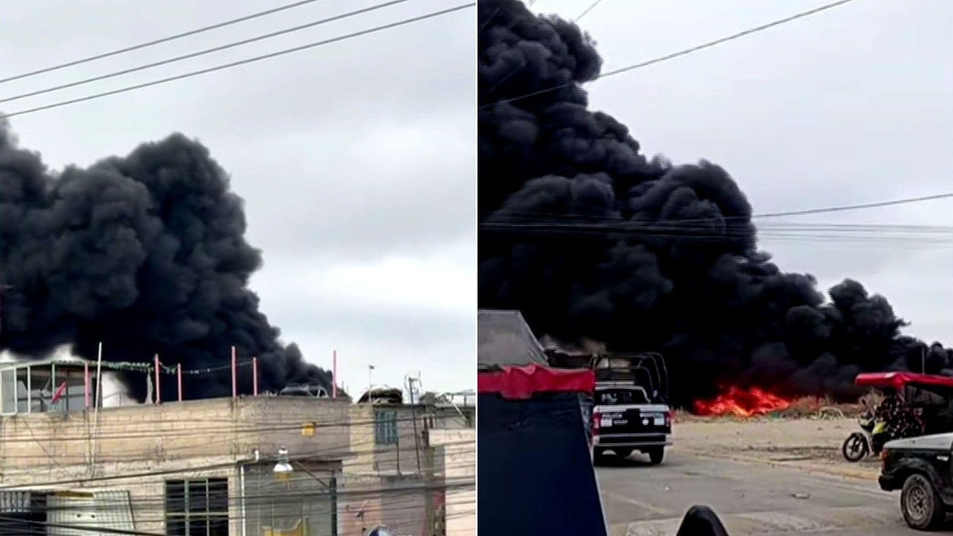 Incendio Generó Densa Columna de Humo Negro Visible a Kilómetros en Acolman