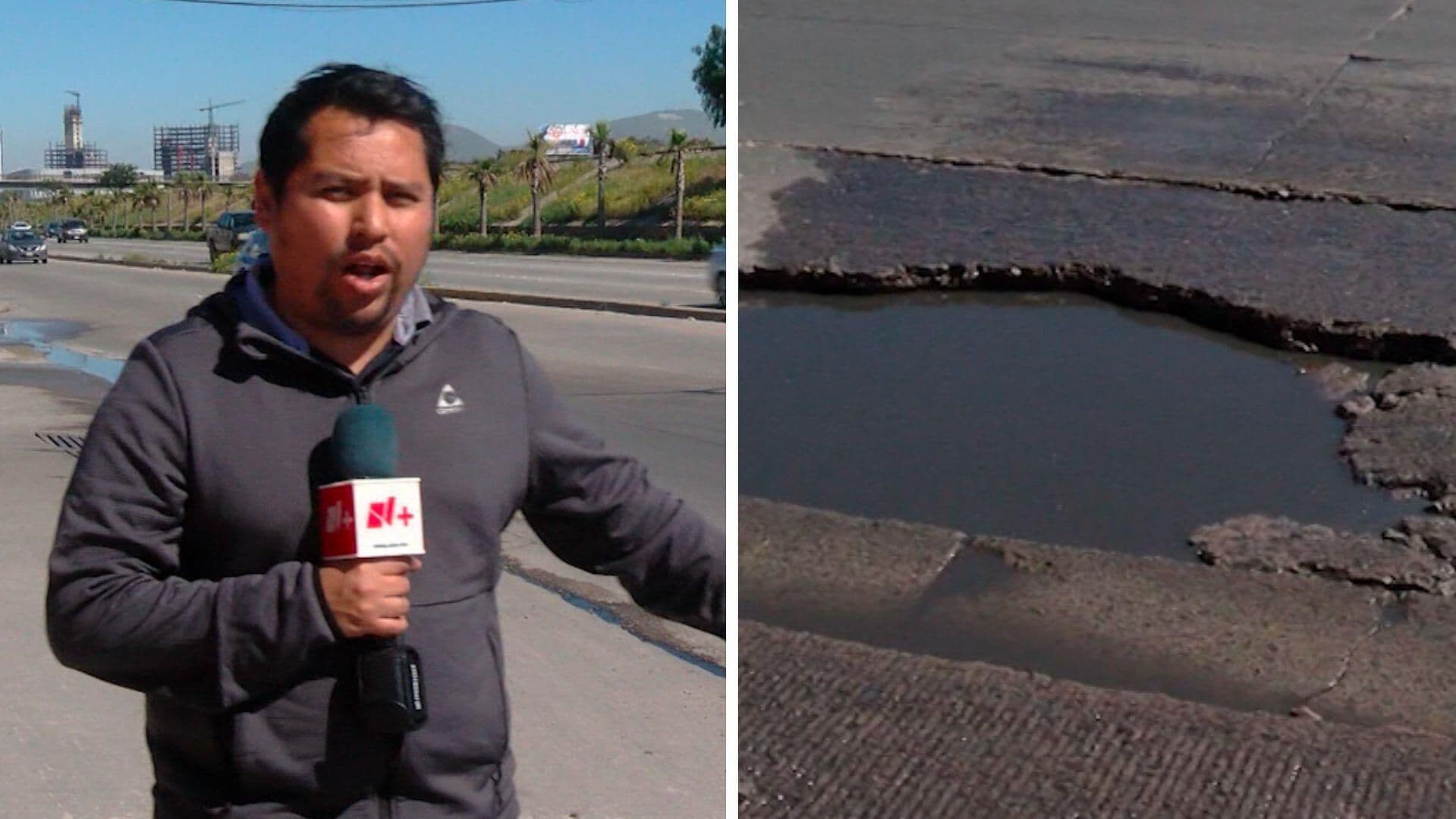 Video | Emerge 'Enorme Bache' Sobre la Vía Rápida Oriente en Tijuana