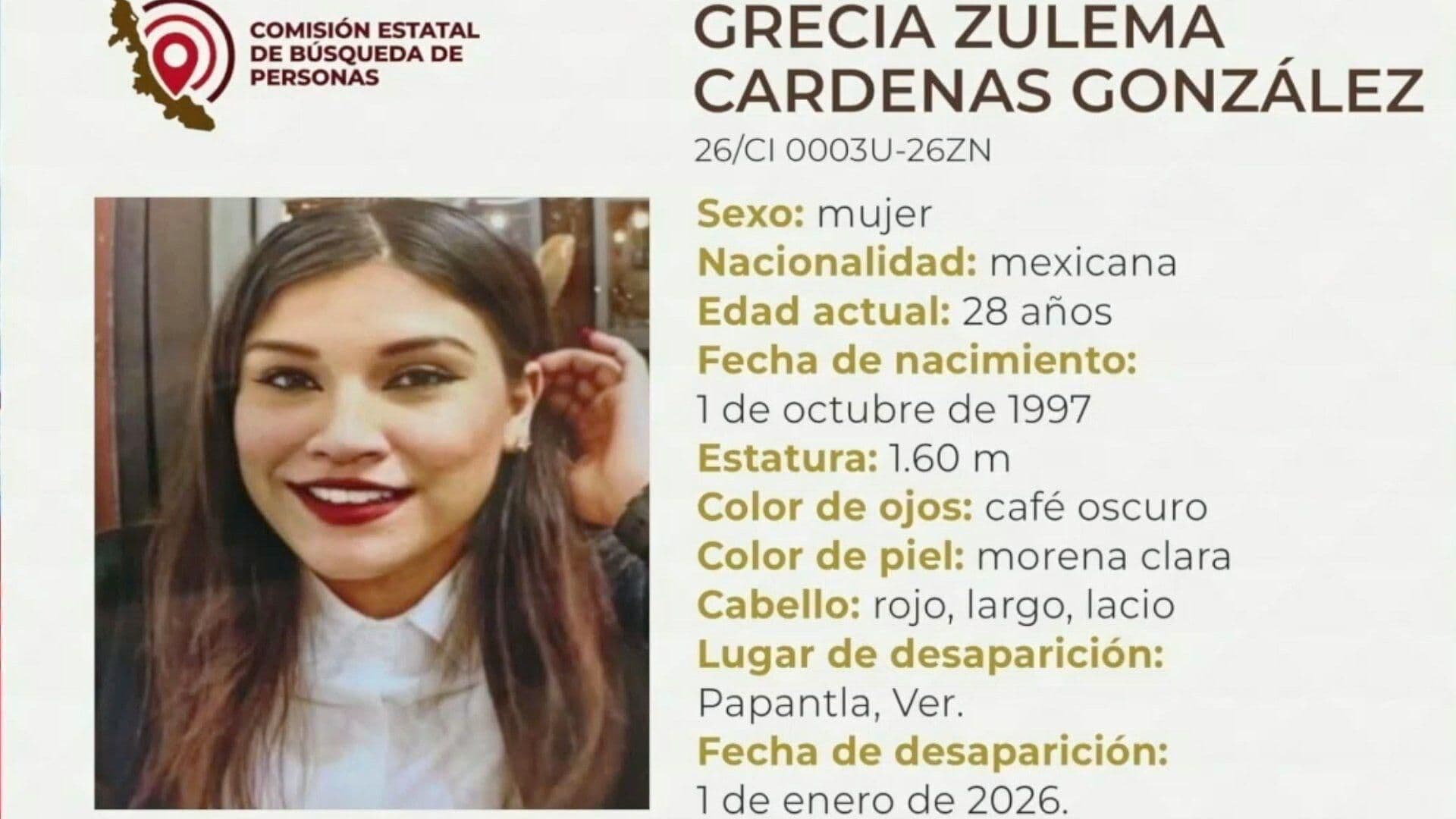 Desaparece Grecia Zulema Cárdenas González en el Municipio de Papantla, Veracruz