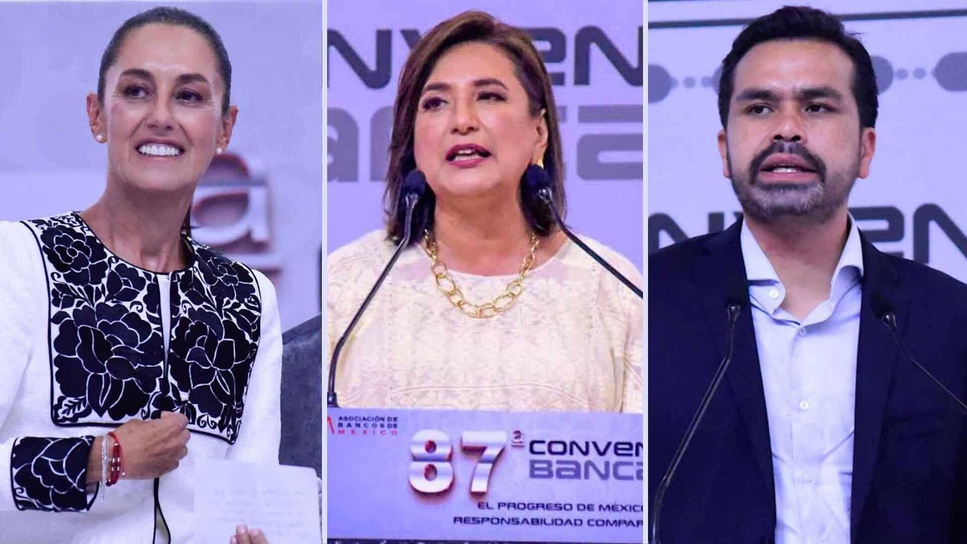 ¿Cómo les fue a Sheinbaum, Gálvez y Álvarez Máynez en la Convención Nacional Bancaria?