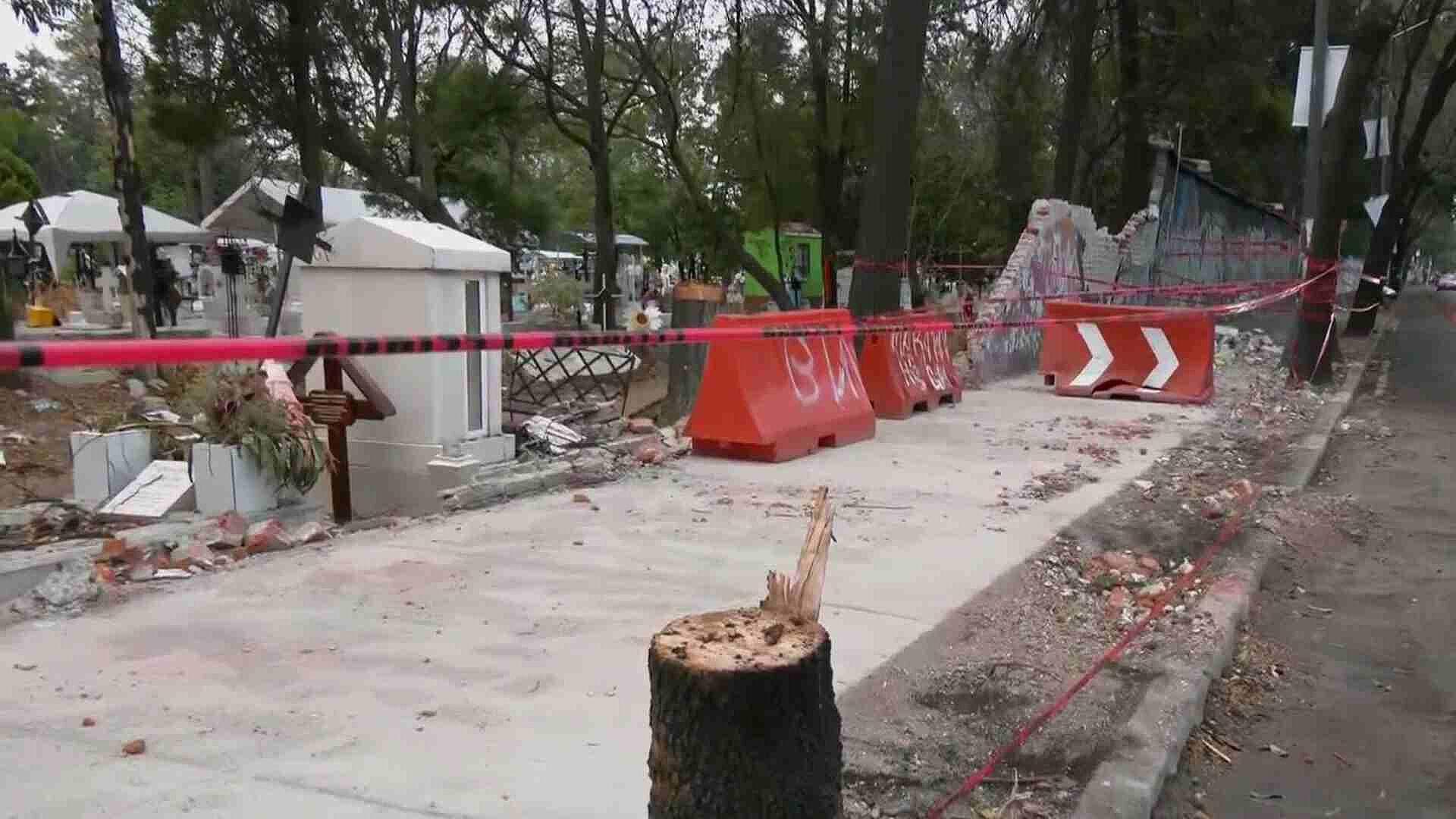 Quitan Árboles que Dañaron Barda en Panteón San Isidro, en Azcapotzalco