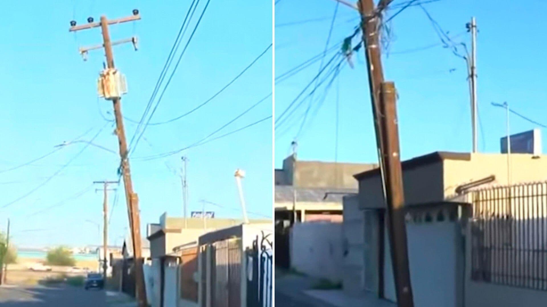 Poste en Peligro de Caer Preocupa a Vecinos de Villas del Real en Mexicali