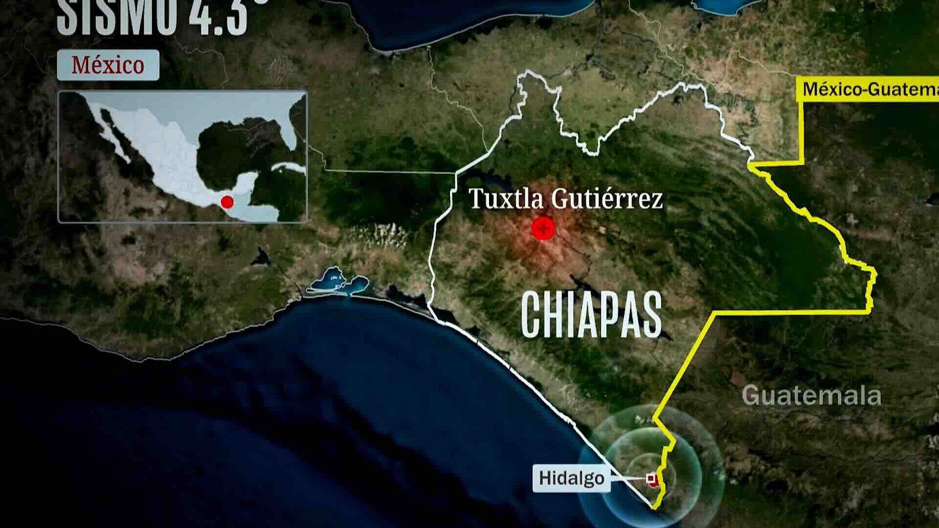 SSN Registra Sismo de Magnitud 4.3 al Suroeste de Ciudad Hidalgo, Chiapas