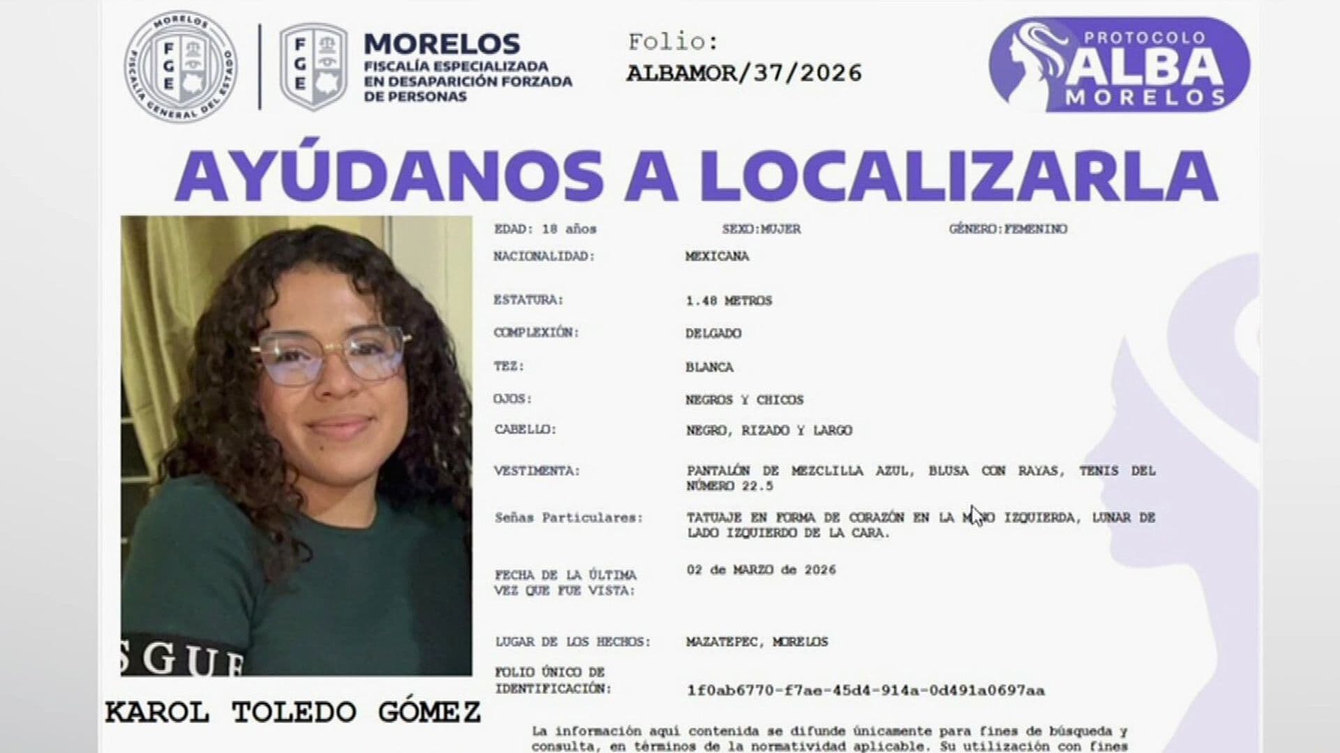 Desaparece Otra Alumna en Morelos: Piden Ayuda para Encontrar a Karol Toledo Gómez