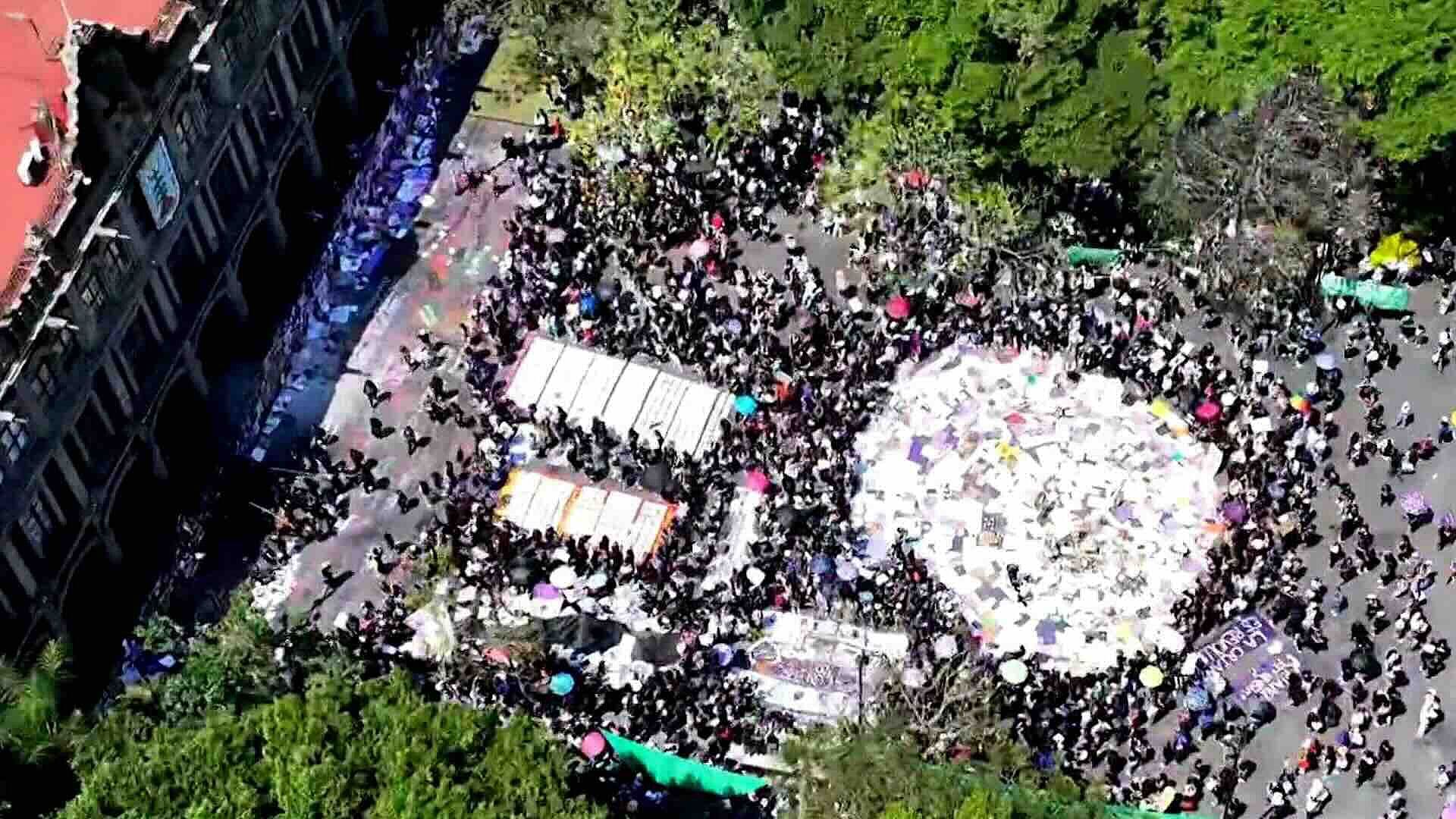 Así se Ve desde el Aire la Concentración del 8M en Plaza de las Armas, Cuernavaca