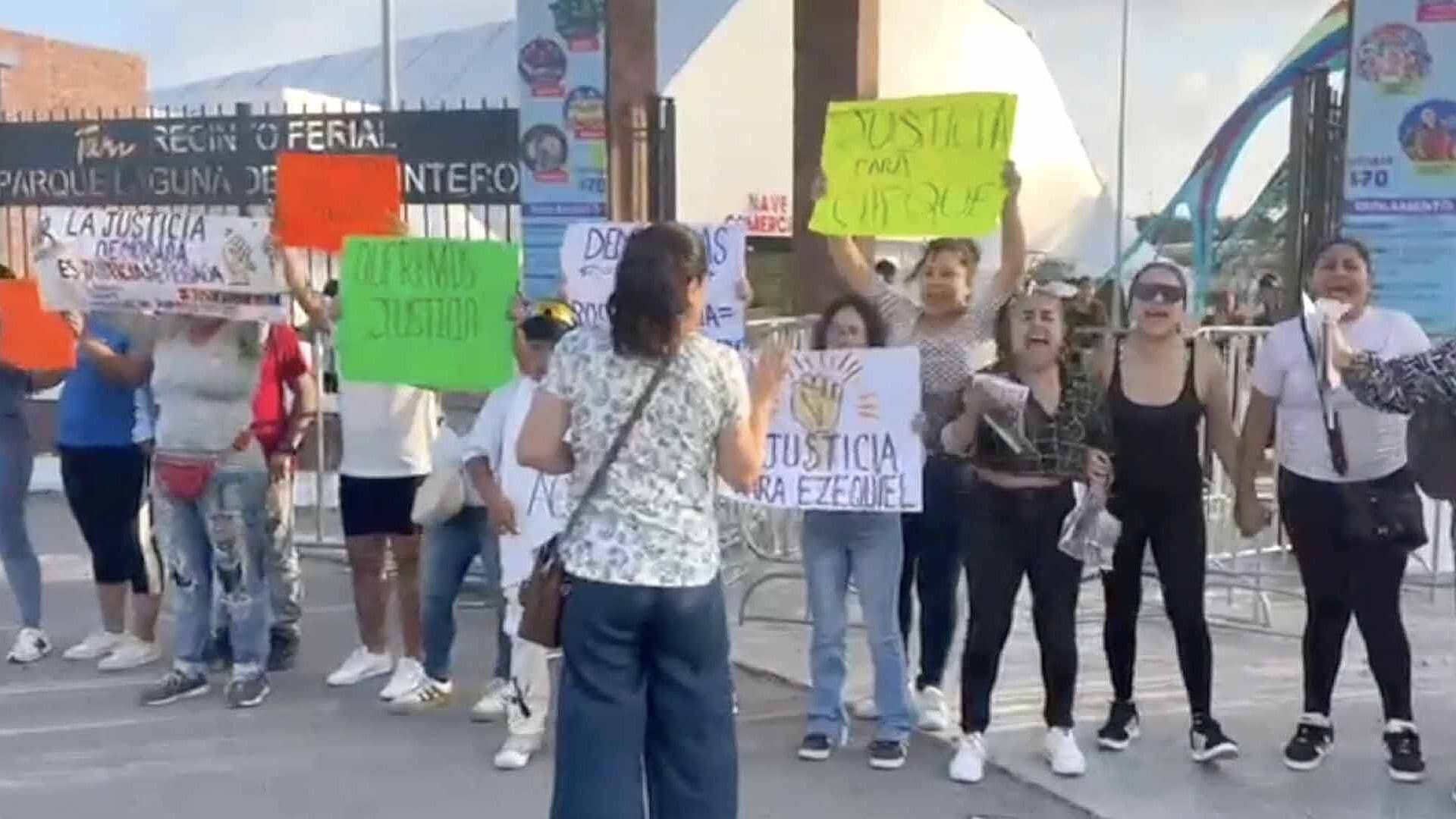 Protestan en Instalaciones de la Feria de Tampico por Muerte de Ezequiel